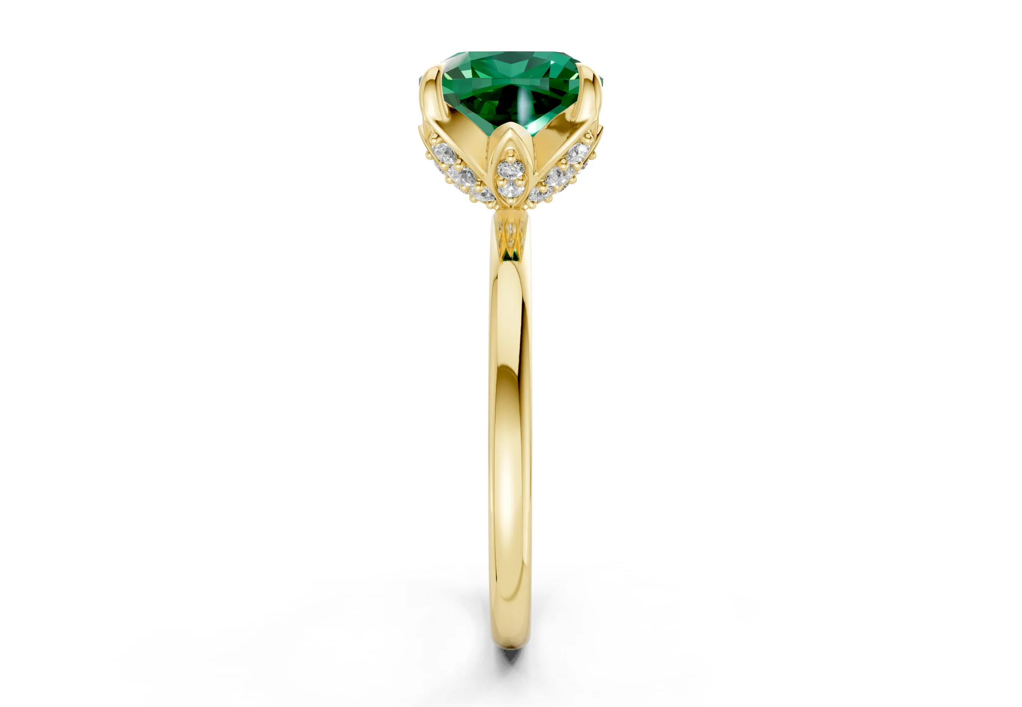 Skye Emerald Gemstone Solitaire Cushion Squareuare Cut 1.8mm Engagement Ring - Image 3