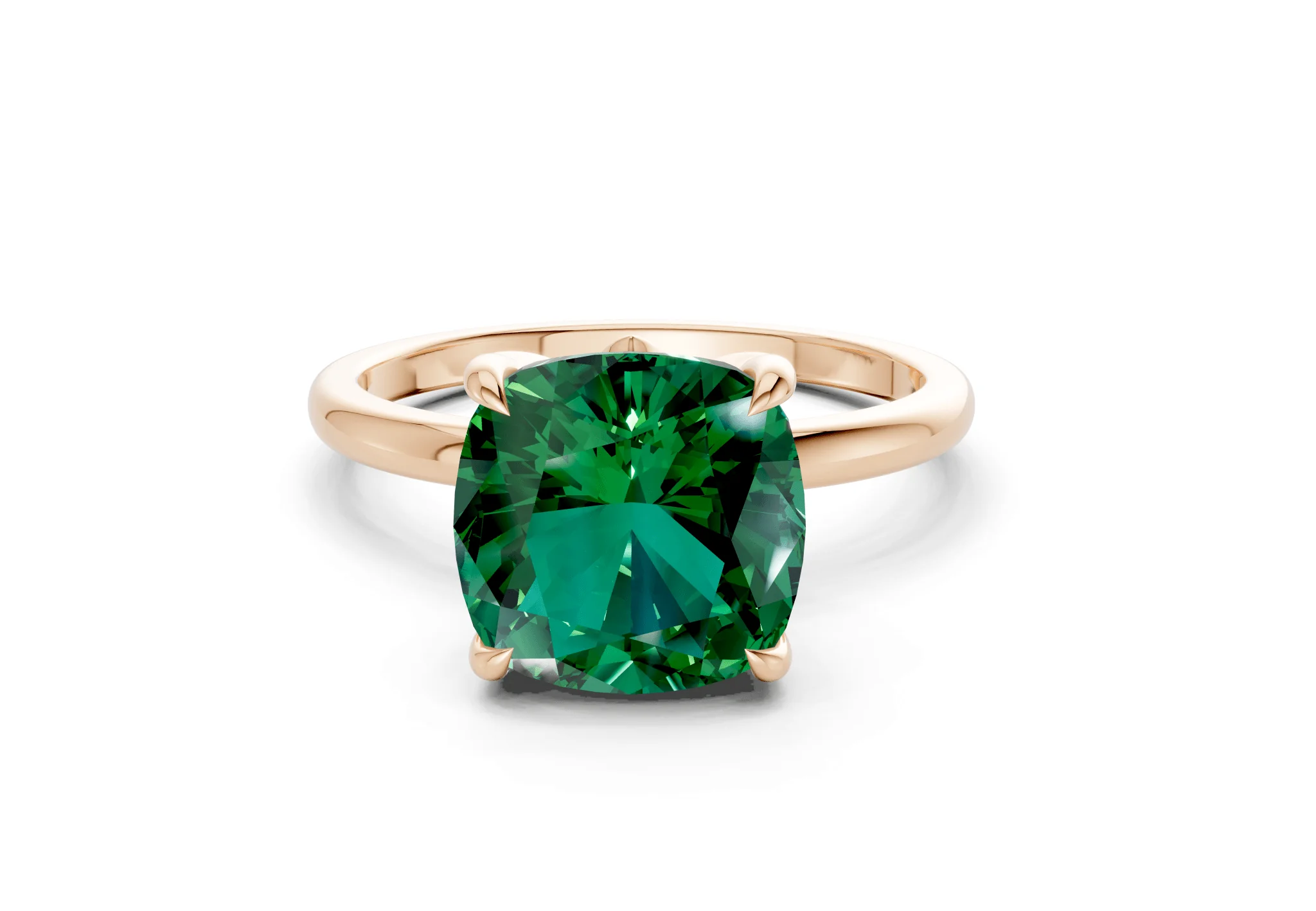 Skye Emerald Gemstone Solitaire Cushion Squareuare Cut 1.8mm Engagement Ring - Image 4
