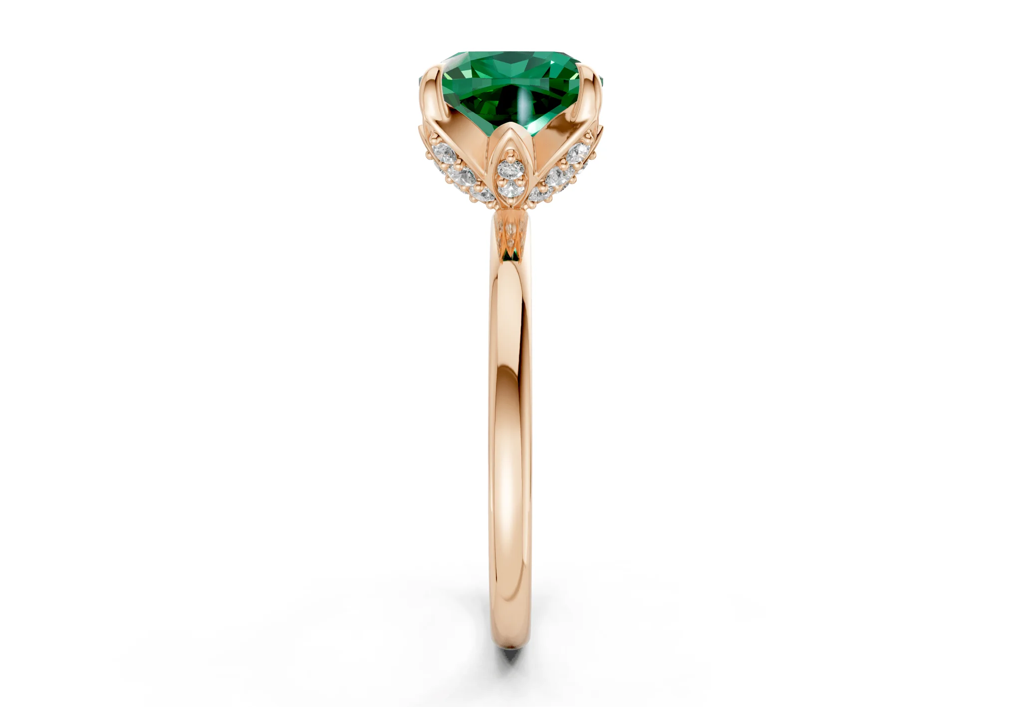 Skye Emerald Gemstone Solitaire Cushion Squareuare Cut 1.8mm Engagement Ring - Image 6