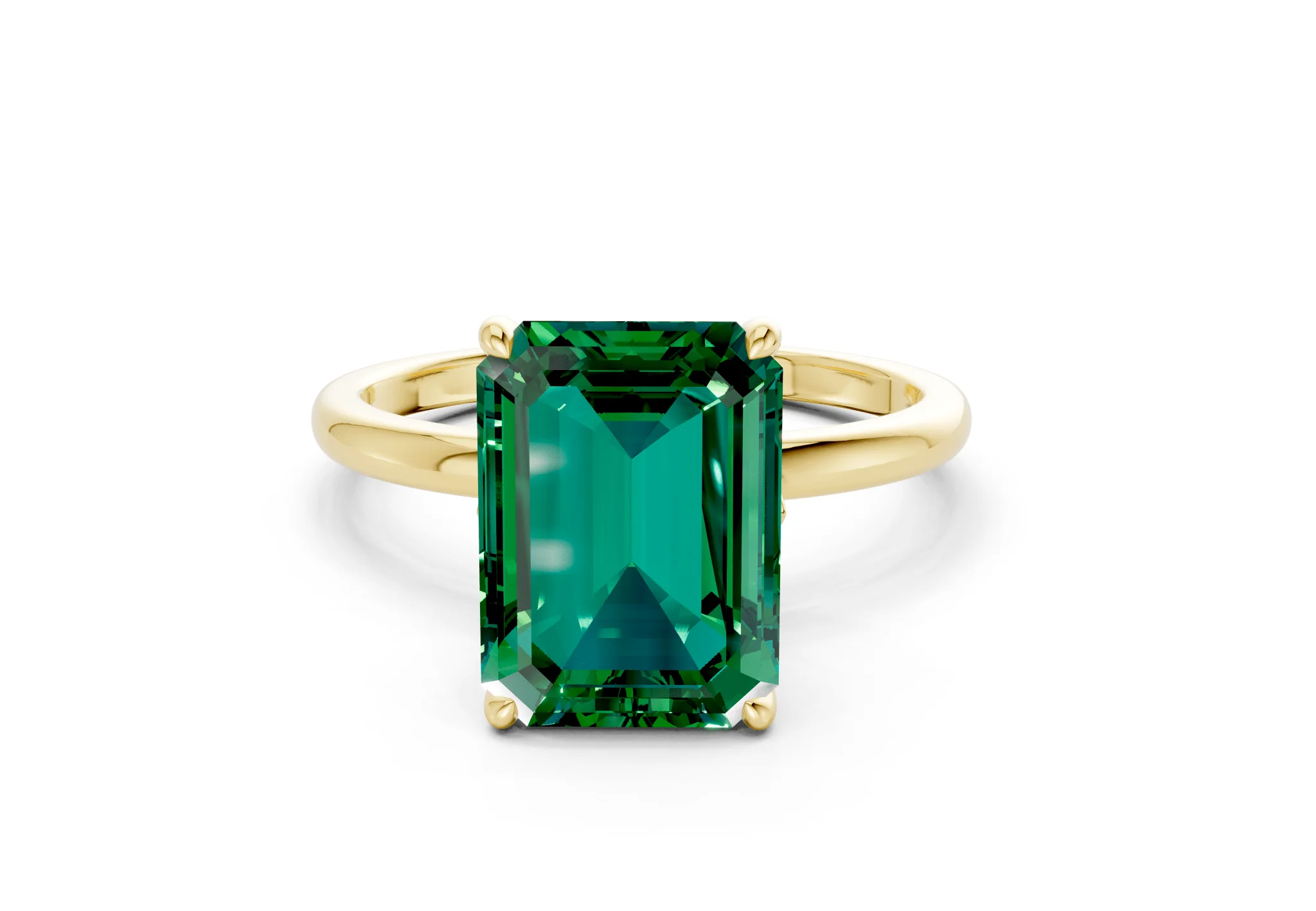 Skye Emerald Gemstone Solitaire Emerald Cut 1.8mm Engagement Ring