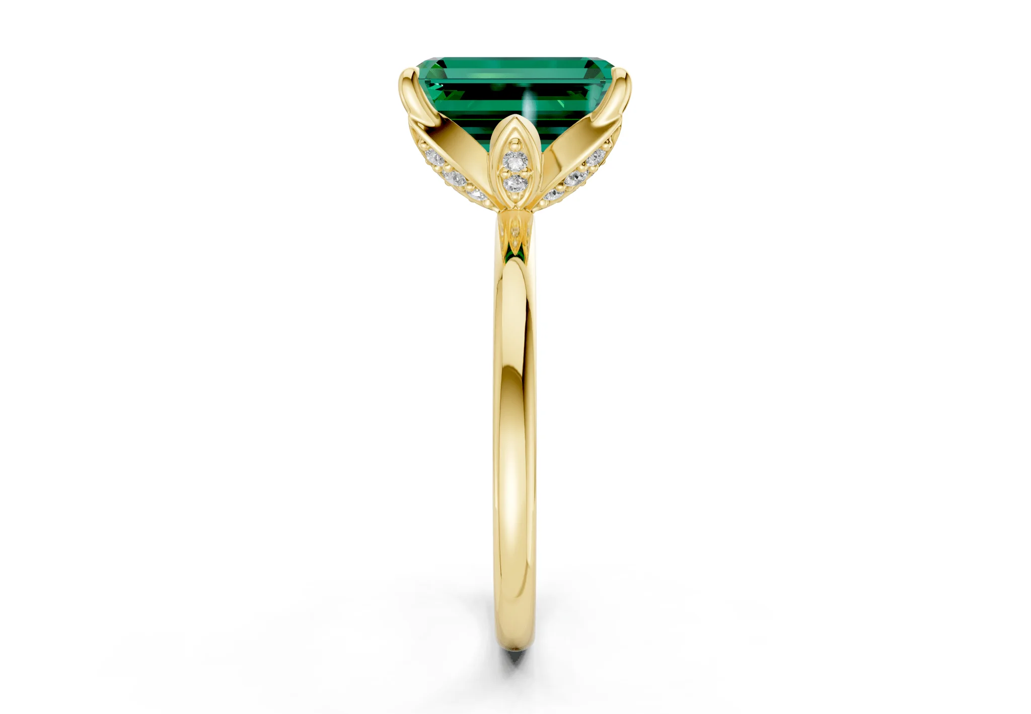 Skye Emerald Gemstone Solitaire Emerald Cut 1.8mm Engagement Ring - Image 3