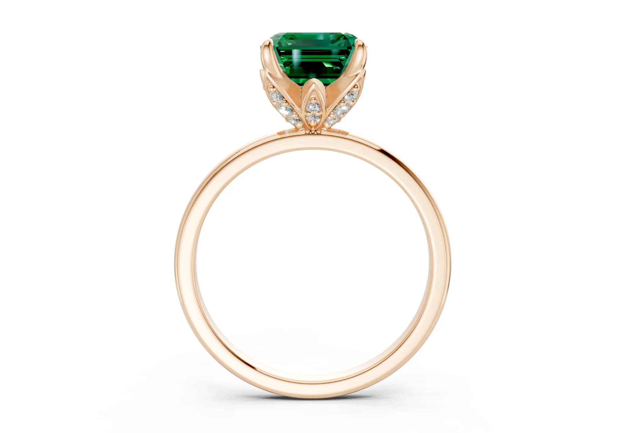 Skye Emerald Gemstone Solitaire Emerald Cut 1.8mm Engagement Ring - Image 5