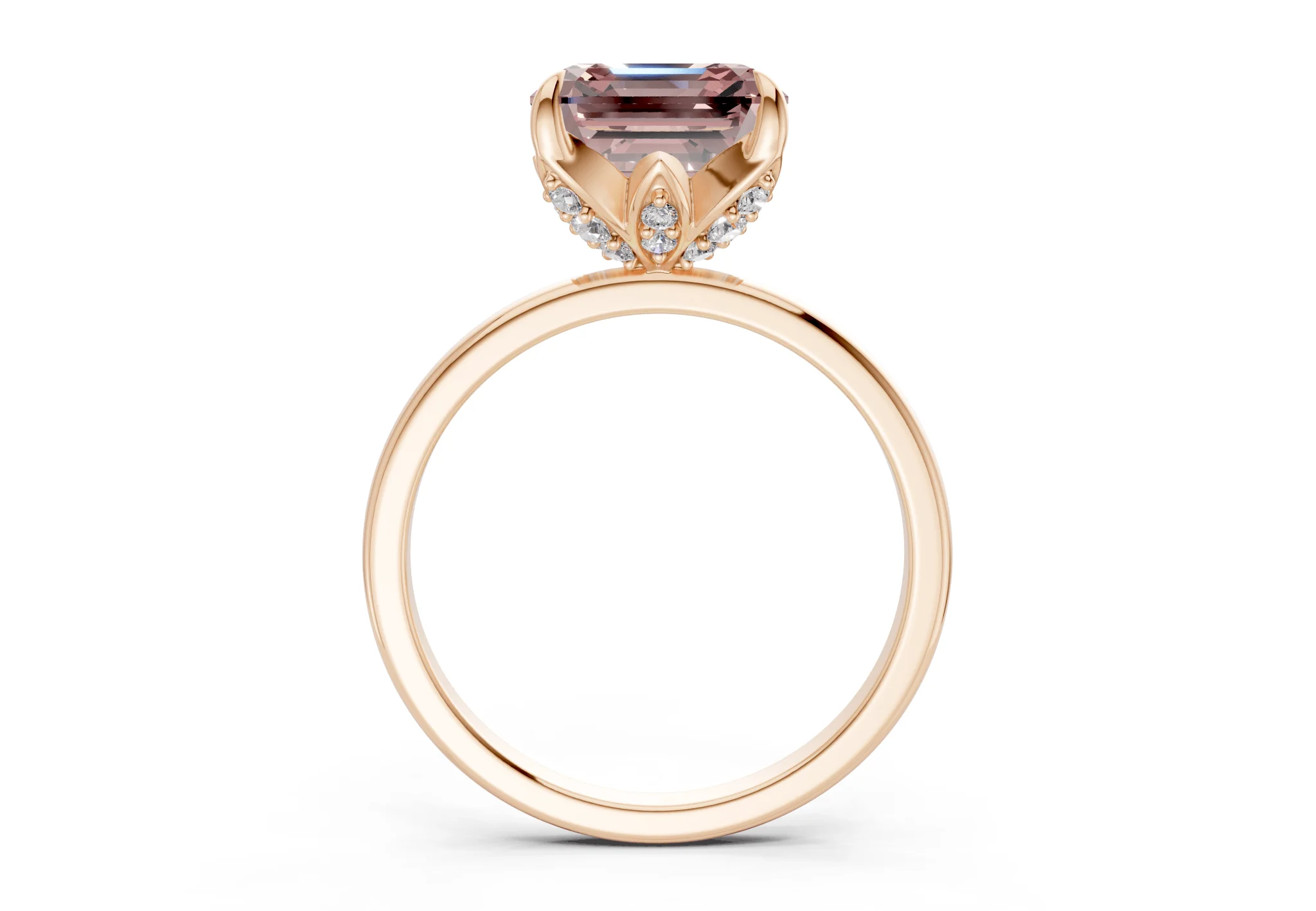 Skye Pink Diamond Solitaire Asscher Cut 1.8mm Engagement Ring - Image 5