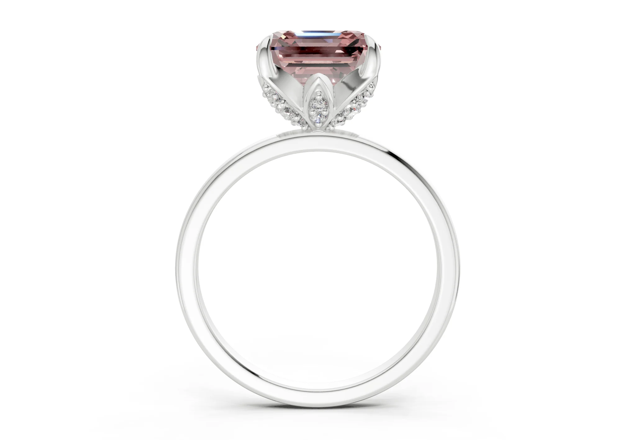 Skye Pink Diamond Solitaire Asscher Cut 1.8mm Engagement Ring - Image 8