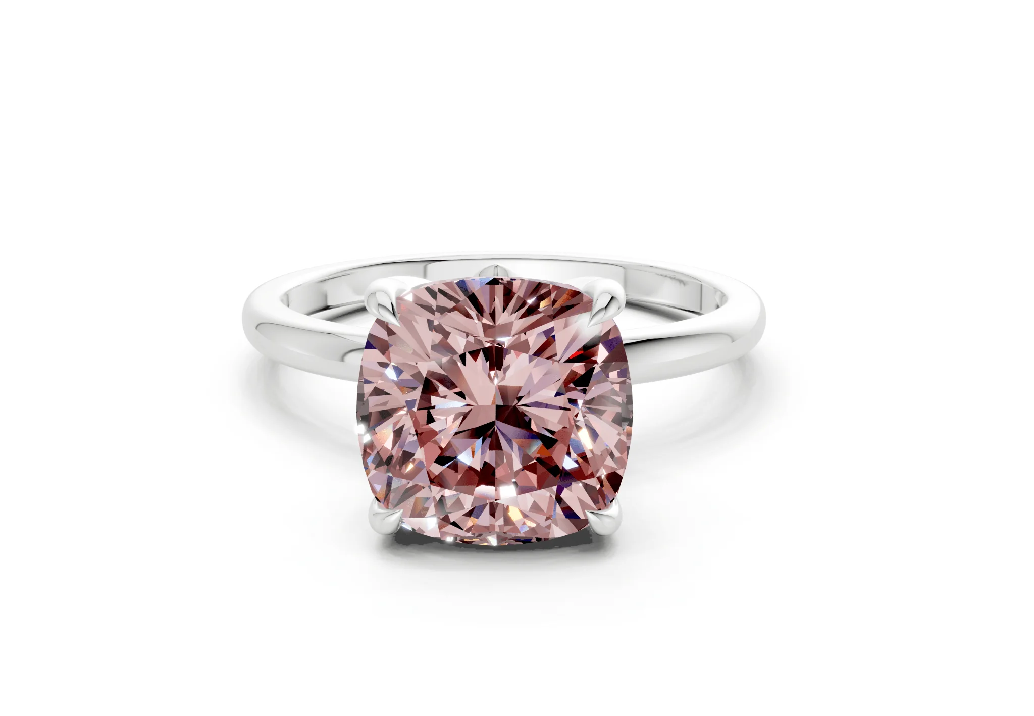 Skye Pink Diamond Solitaire Cushion Squareuare Cut 1.8mm Engagement Ring - Image 7