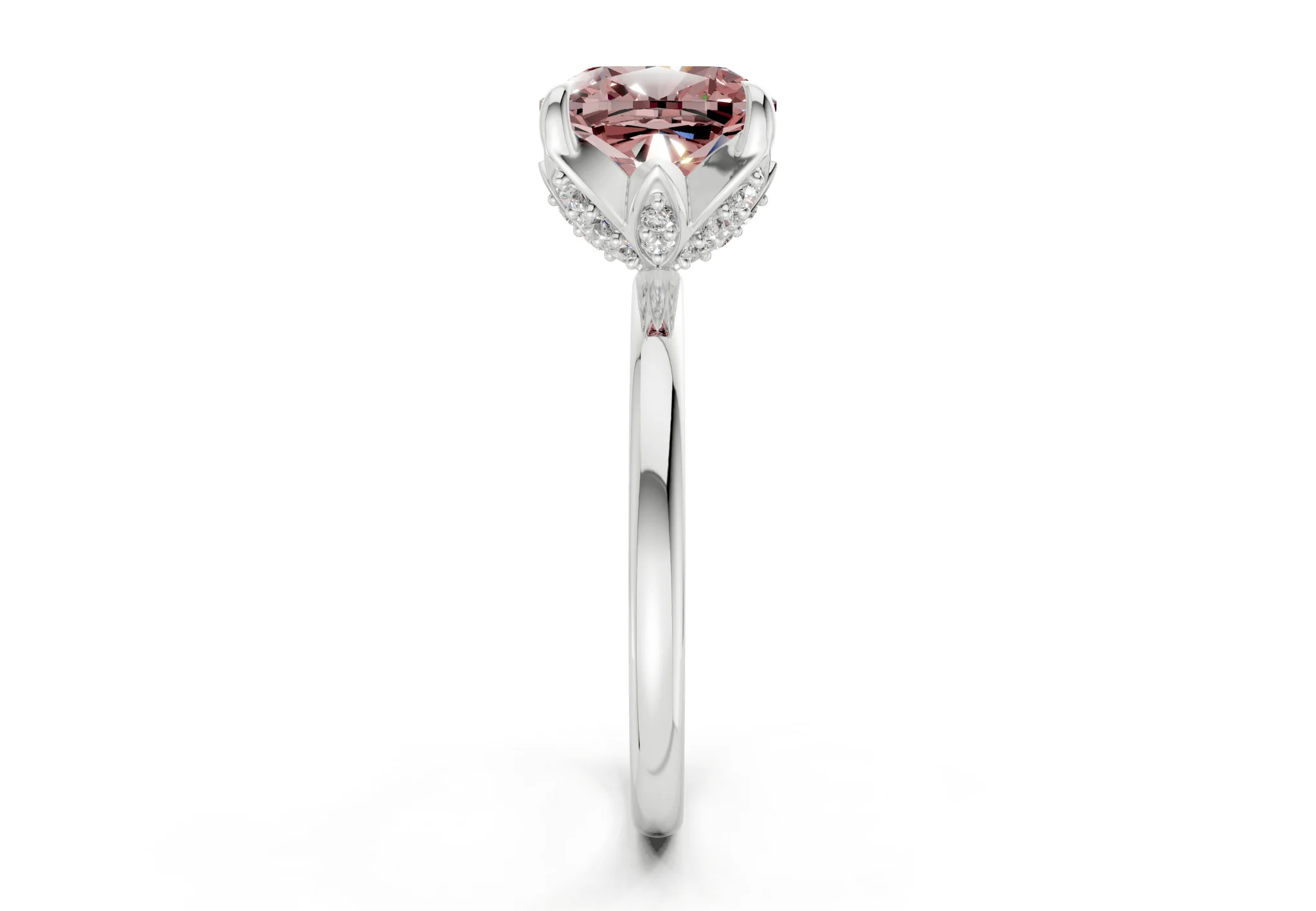 Skye Pink Diamond Solitaire Cushion Squareuare Cut 1.8mm Engagement Ring - Image 9