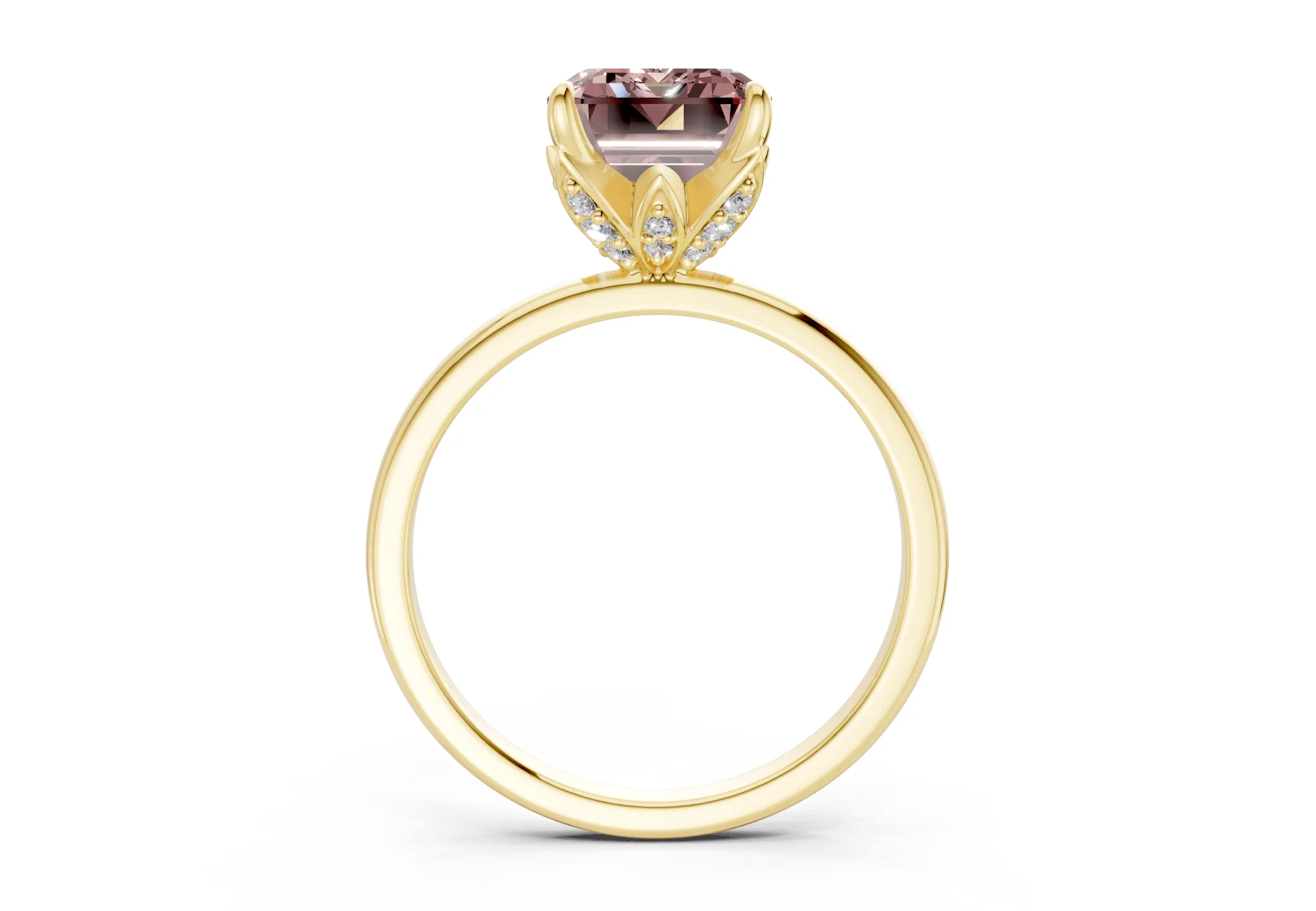 Skye Pink Diamond Solitaire Emerald Cut 1.8mm Engagement Ring - Image 2