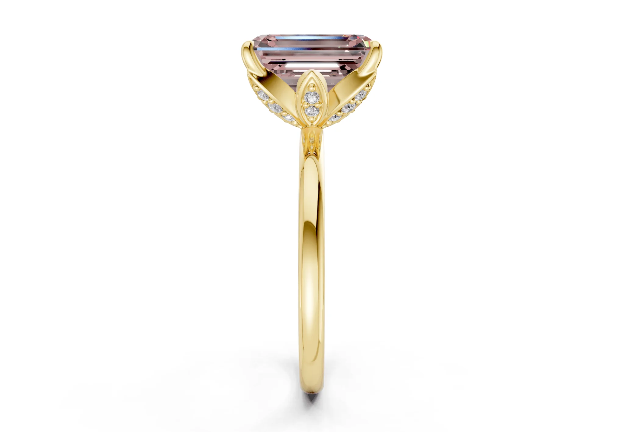 Skye Pink Diamond Solitaire Emerald Cut 1.8mm Engagement Ring - Image 3