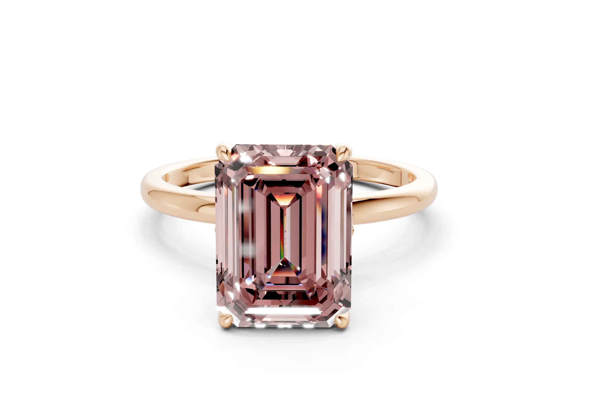 Skye Pink Diamond Solitaire Emerald Cut 1.8mm Engagement Ring - Image 4