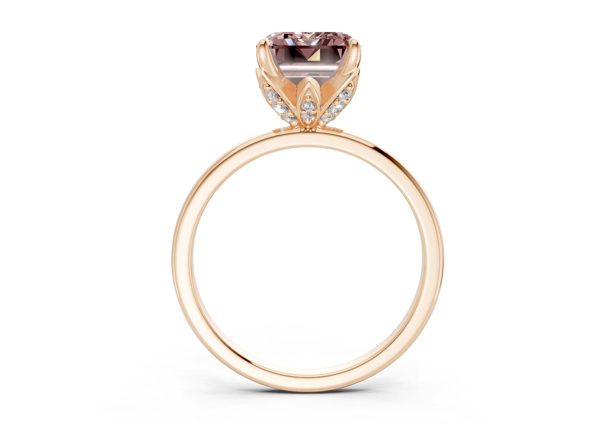 Skye Pink Diamond Solitaire Emerald Cut 1.8mm Engagement Ring - Image 5