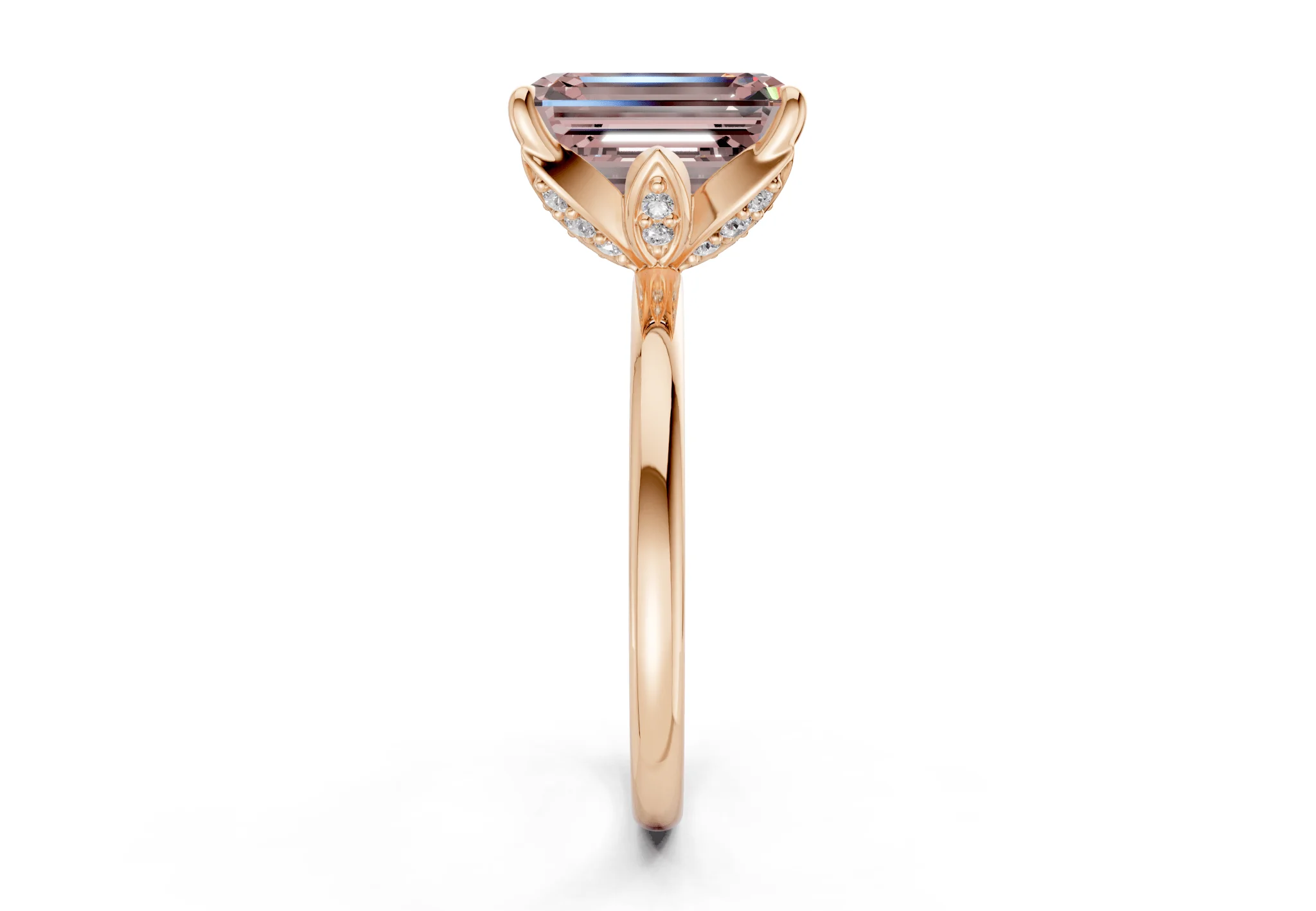 Skye Pink Diamond Solitaire Emerald Cut 1.8mm Engagement Ring - Image 6