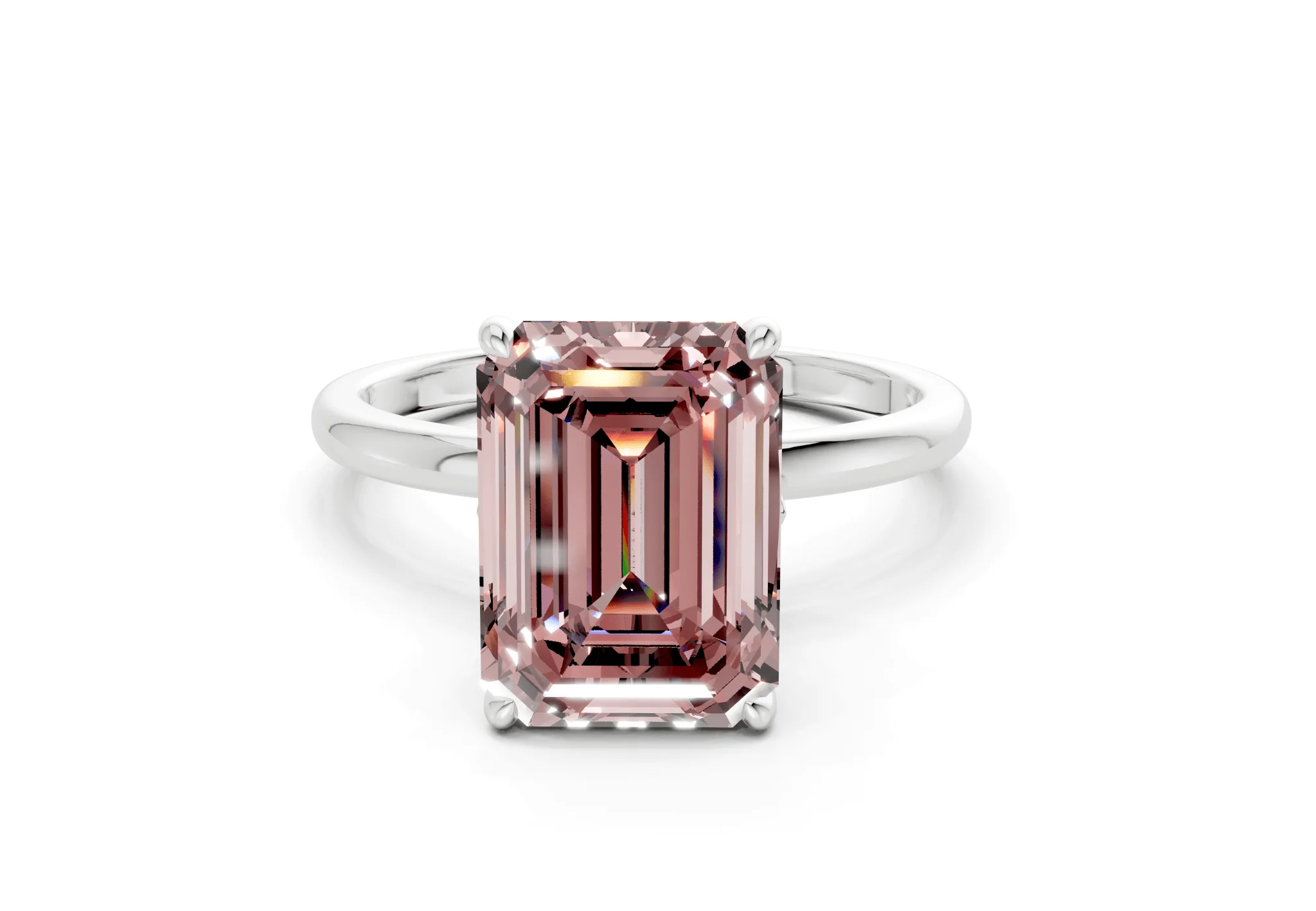 Skye Pink Diamond Solitaire Emerald Cut 1.8mm Engagement Ring - Image 7