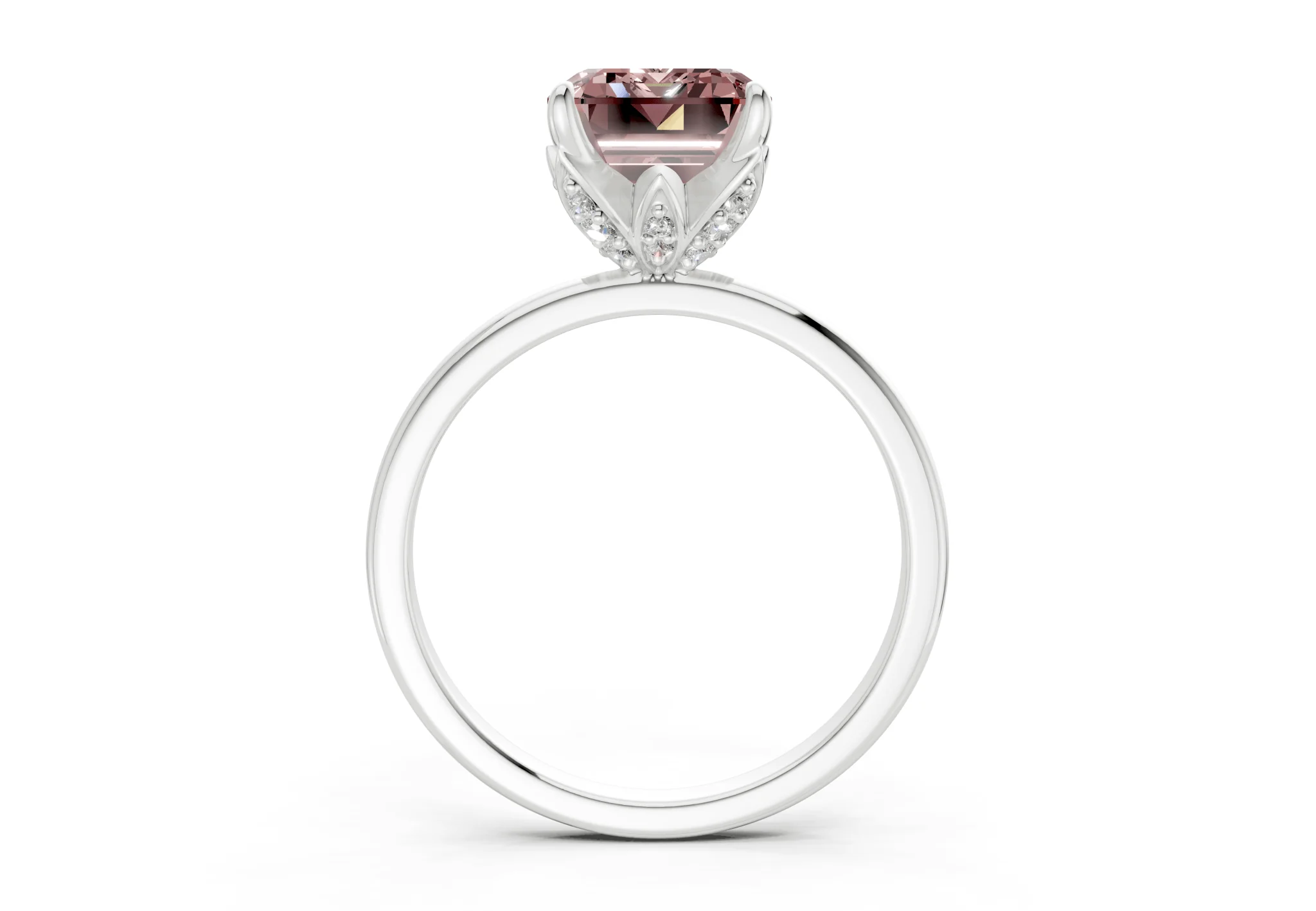 Skye Pink Diamond Solitaire Emerald Cut 1.8mm Engagement Ring - Image 8