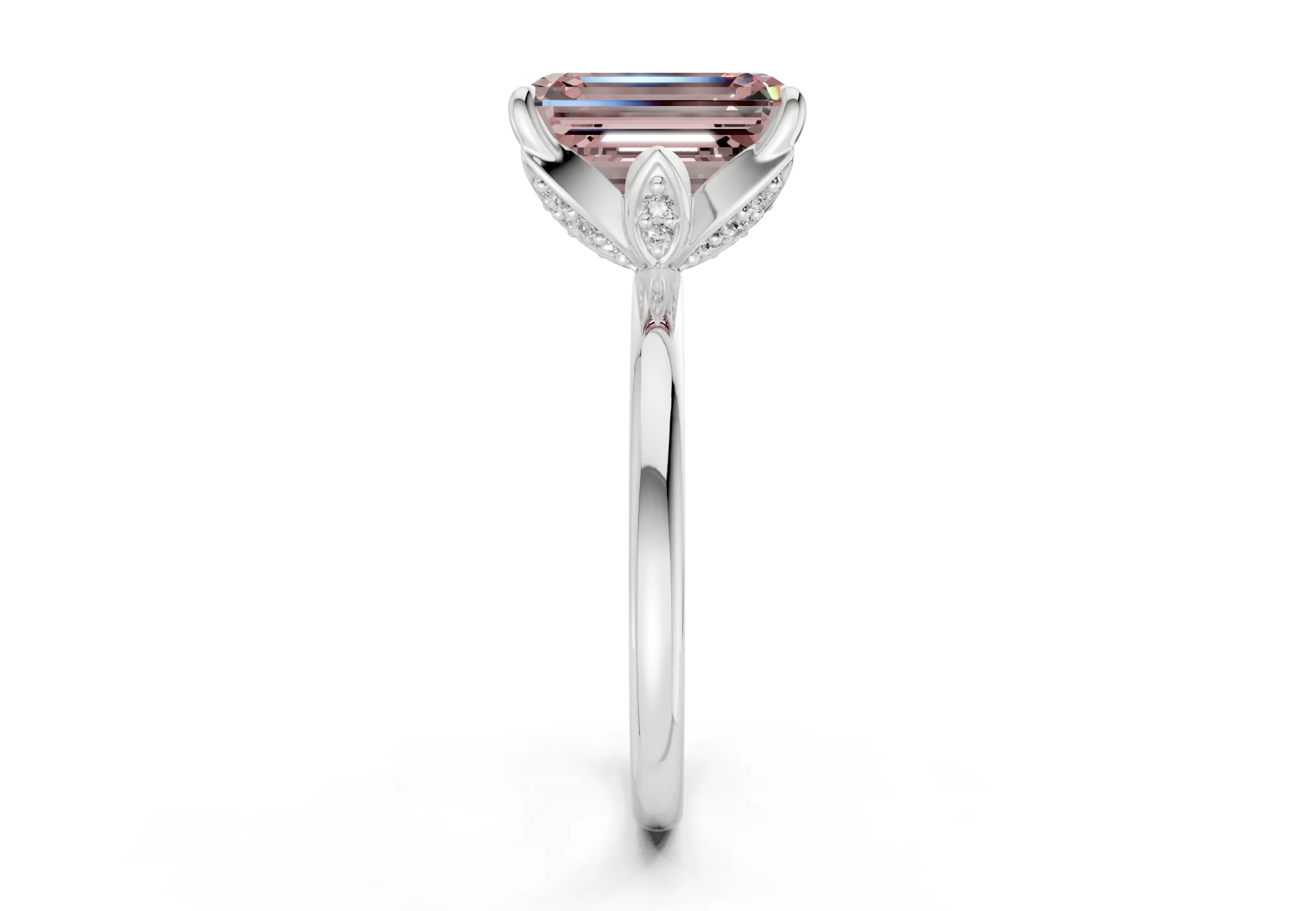 Skye Pink Diamond Solitaire Emerald Cut 1.8mm Engagement Ring - Image 9