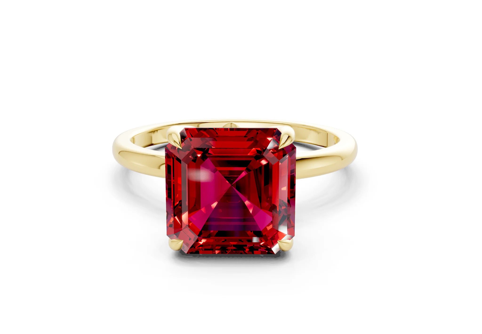 Skye Ruby Gemstone Solitaire Asscher Cut 1.8mm Engagement Ring