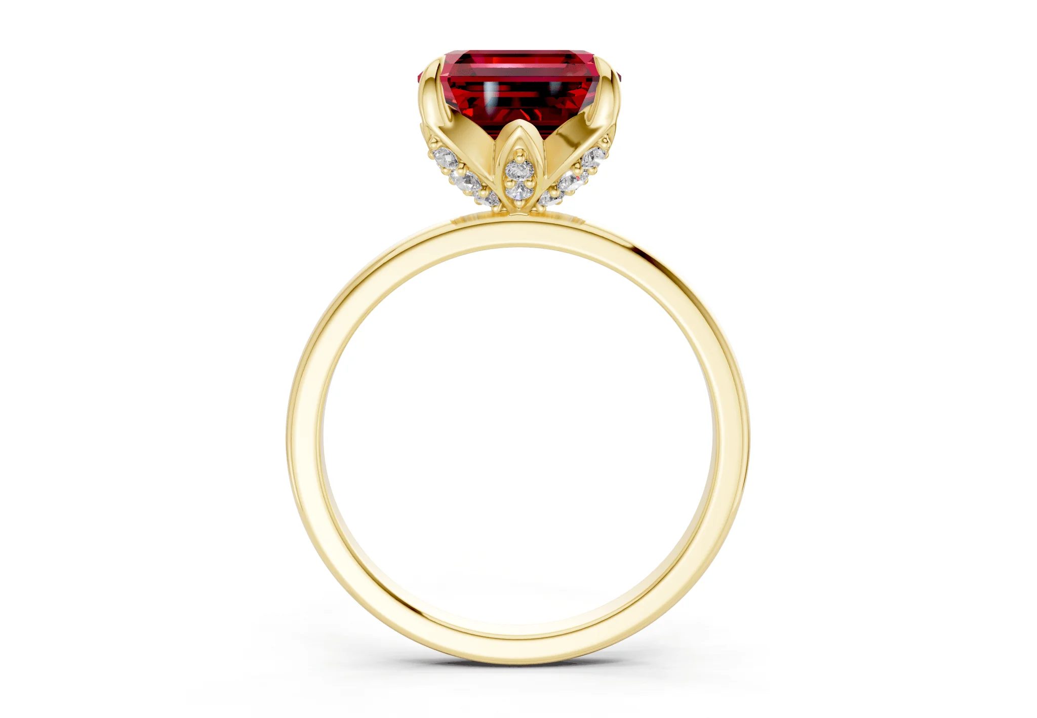 Skye Ruby Gemstone Solitaire Asscher Cut 1.8mm Engagement Ring - Image 2