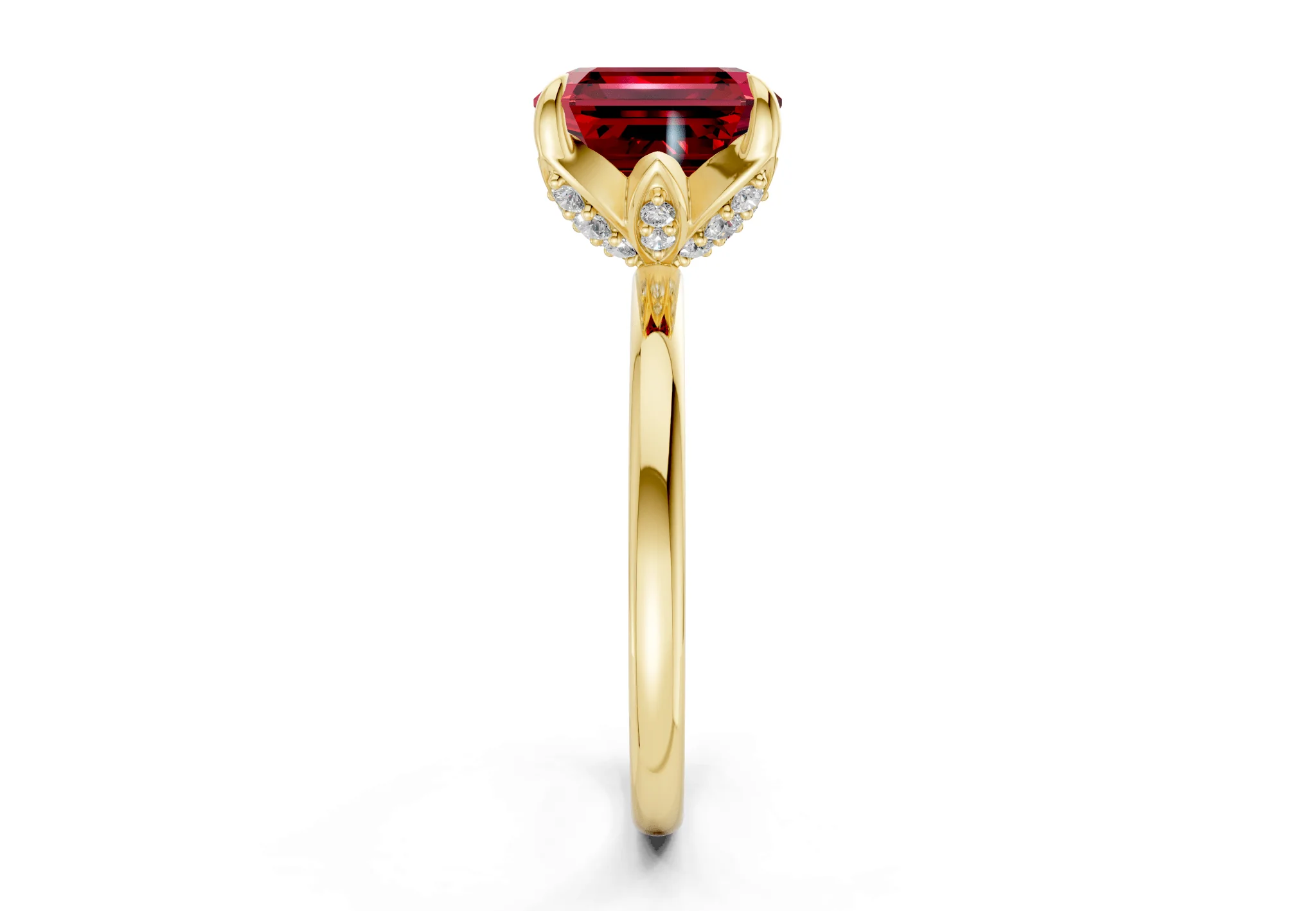 Skye Ruby Gemstone Solitaire Asscher Cut 1.8mm Engagement Ring - Image 3