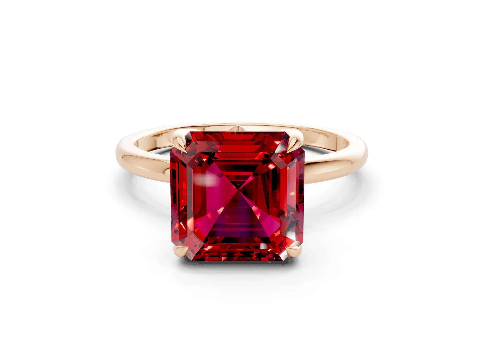 Skye Ruby Gemstone Solitaire Asscher Cut 1.8mm Engagement Ring - Image 4