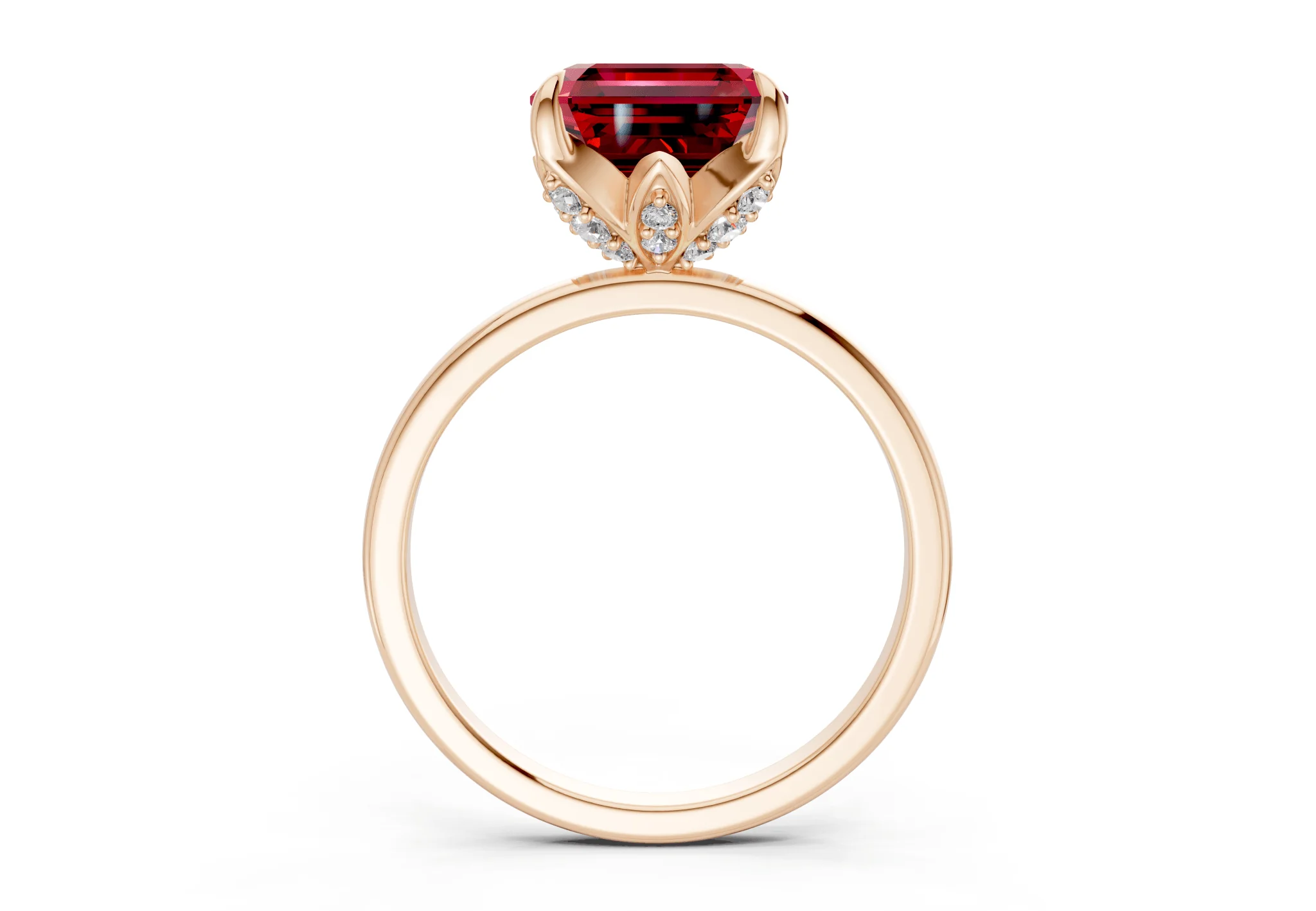 Skye Ruby Gemstone Solitaire Asscher Cut 1.8mm Engagement Ring - Image 5