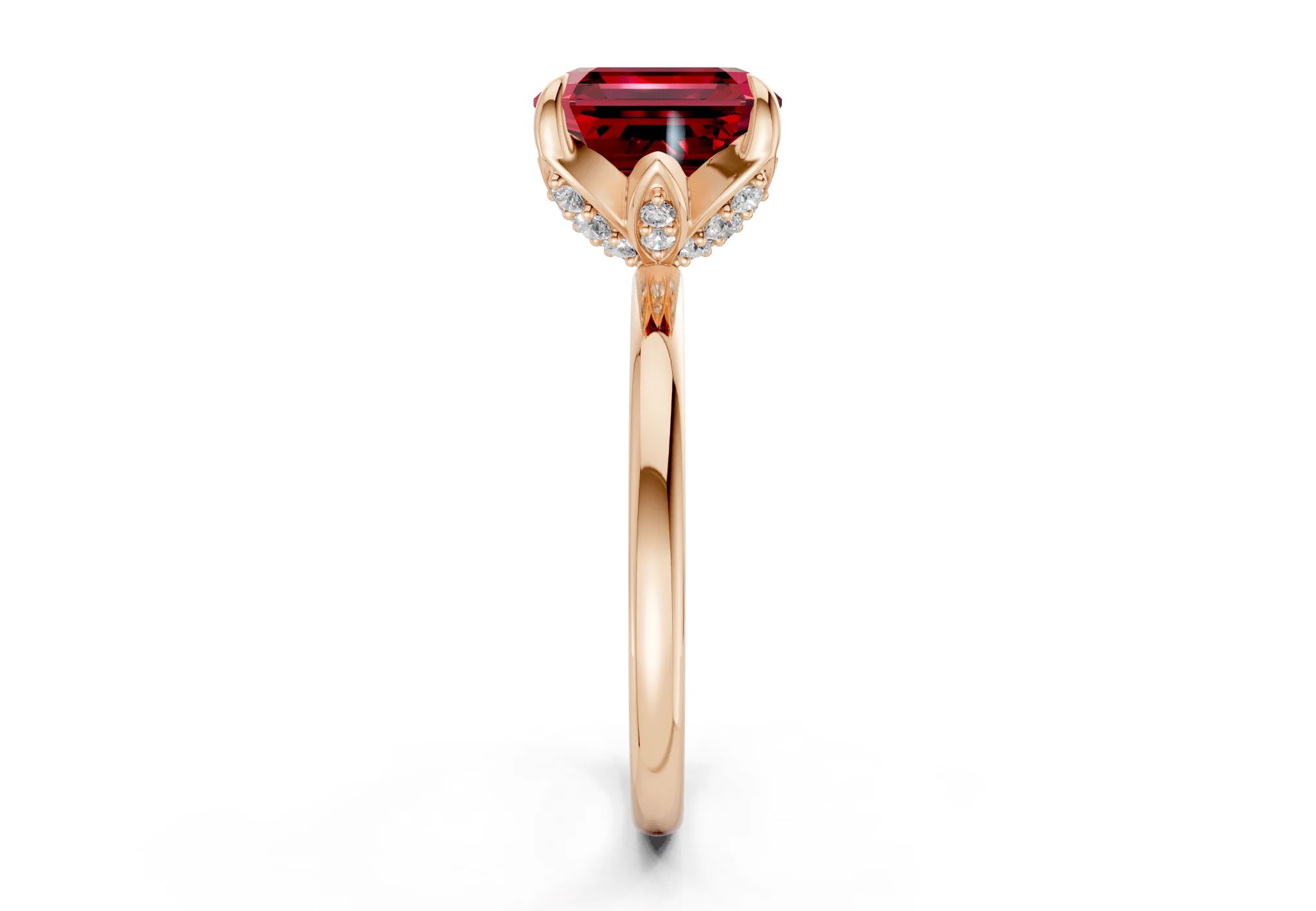 Skye Ruby Gemstone Solitaire Asscher Cut 1.8mm Engagement Ring - Image 6