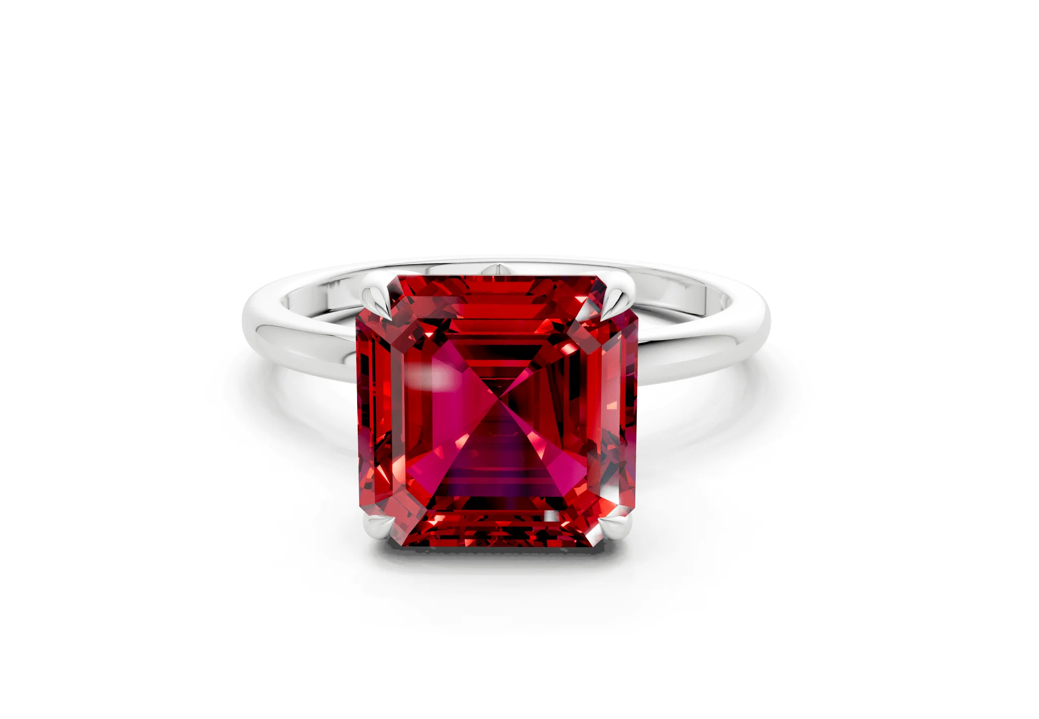 Skye Ruby Gemstone Solitaire Asscher Cut 1.8mm Engagement Ring - Image 7