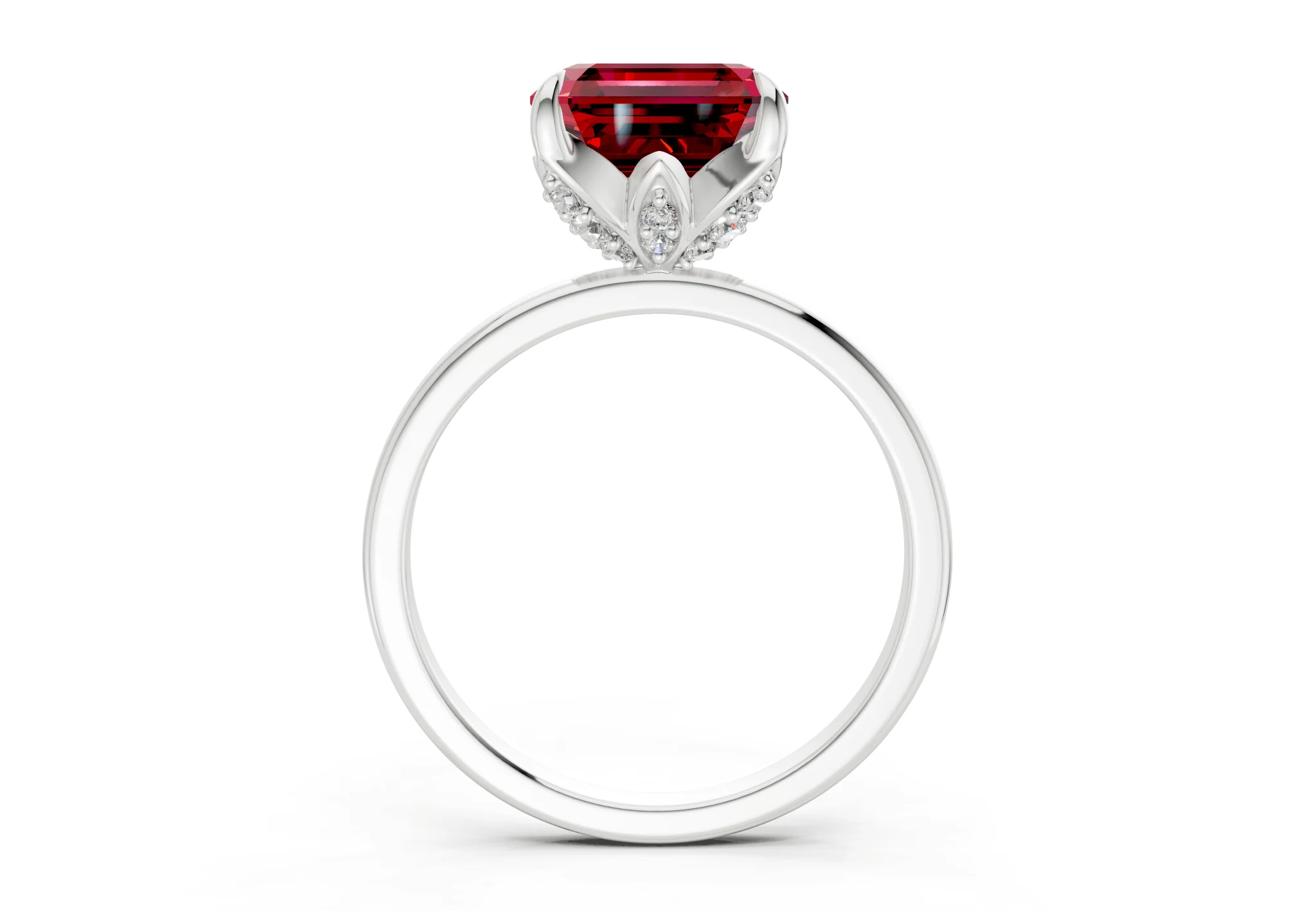 Skye Ruby Gemstone Solitaire Asscher Cut 1.8mm Engagement Ring - Image 8
