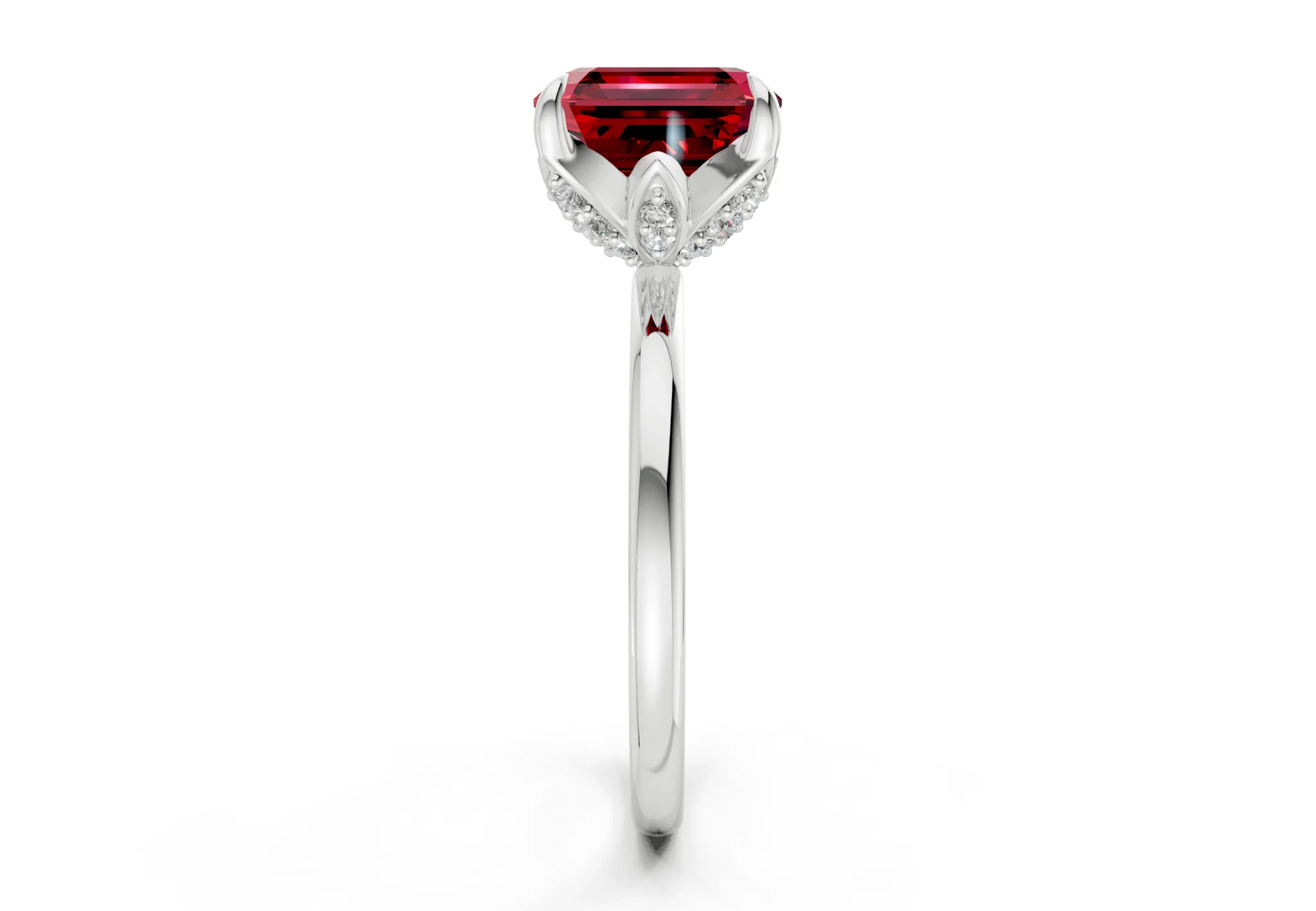 Skye Ruby Gemstone Solitaire Asscher Cut 1.8mm Engagement Ring - Image 9