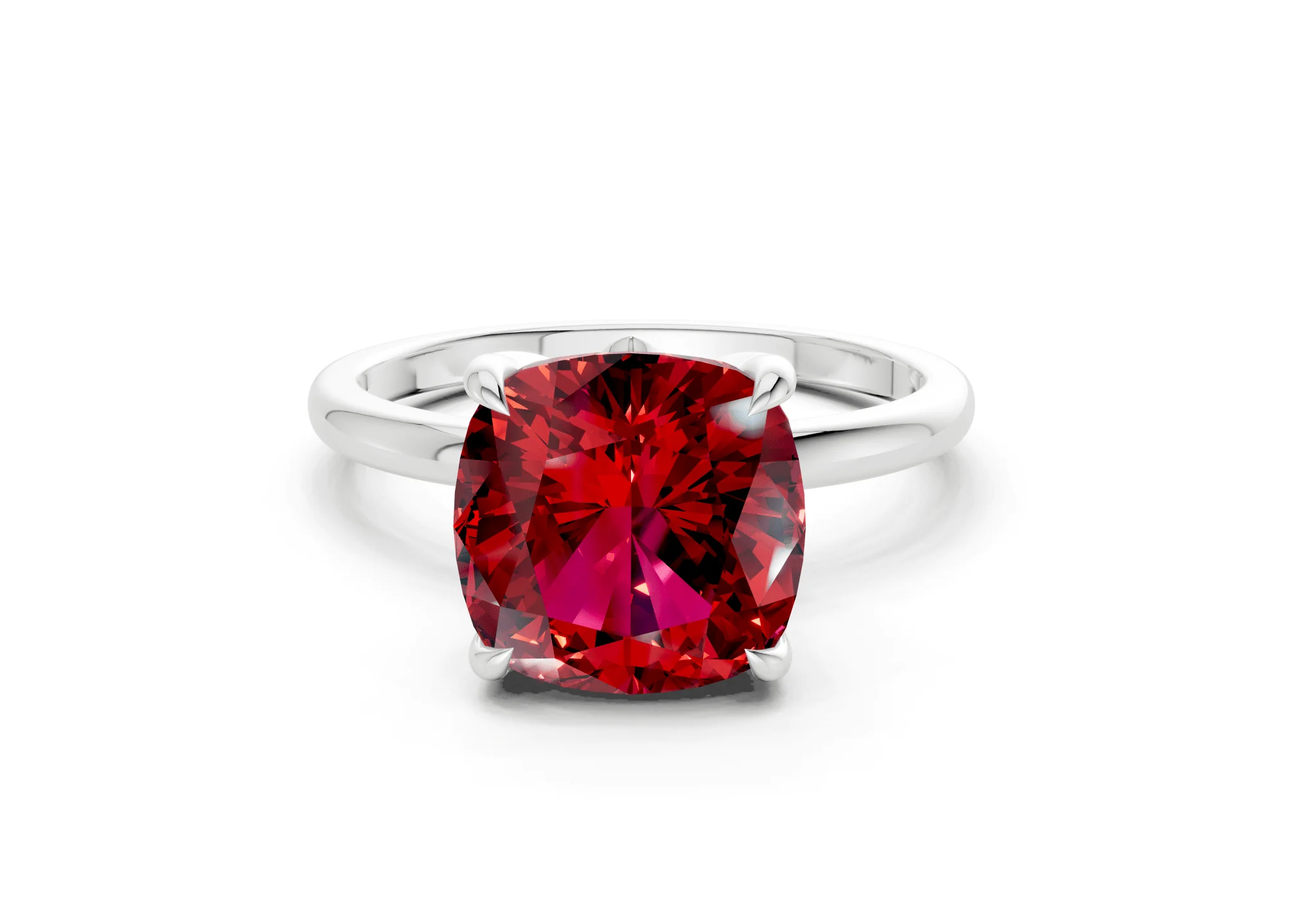 Skye Ruby Gemstone Solitaire Cushion Squareuare Cut 1.8mm Engagement Ring - Image 7