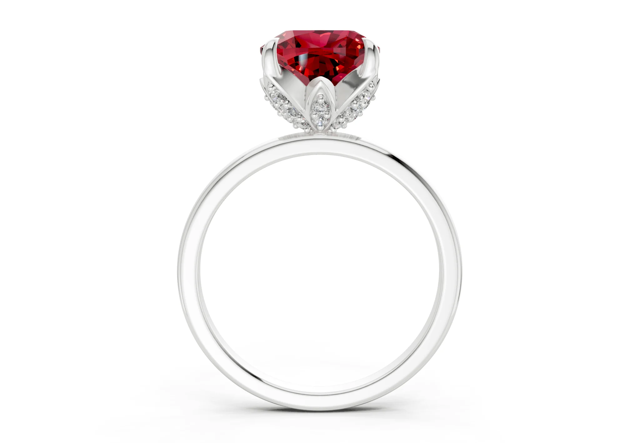 Skye Ruby Gemstone Solitaire Cushion Squareuare Cut 1.8mm Engagement Ring - Image 8