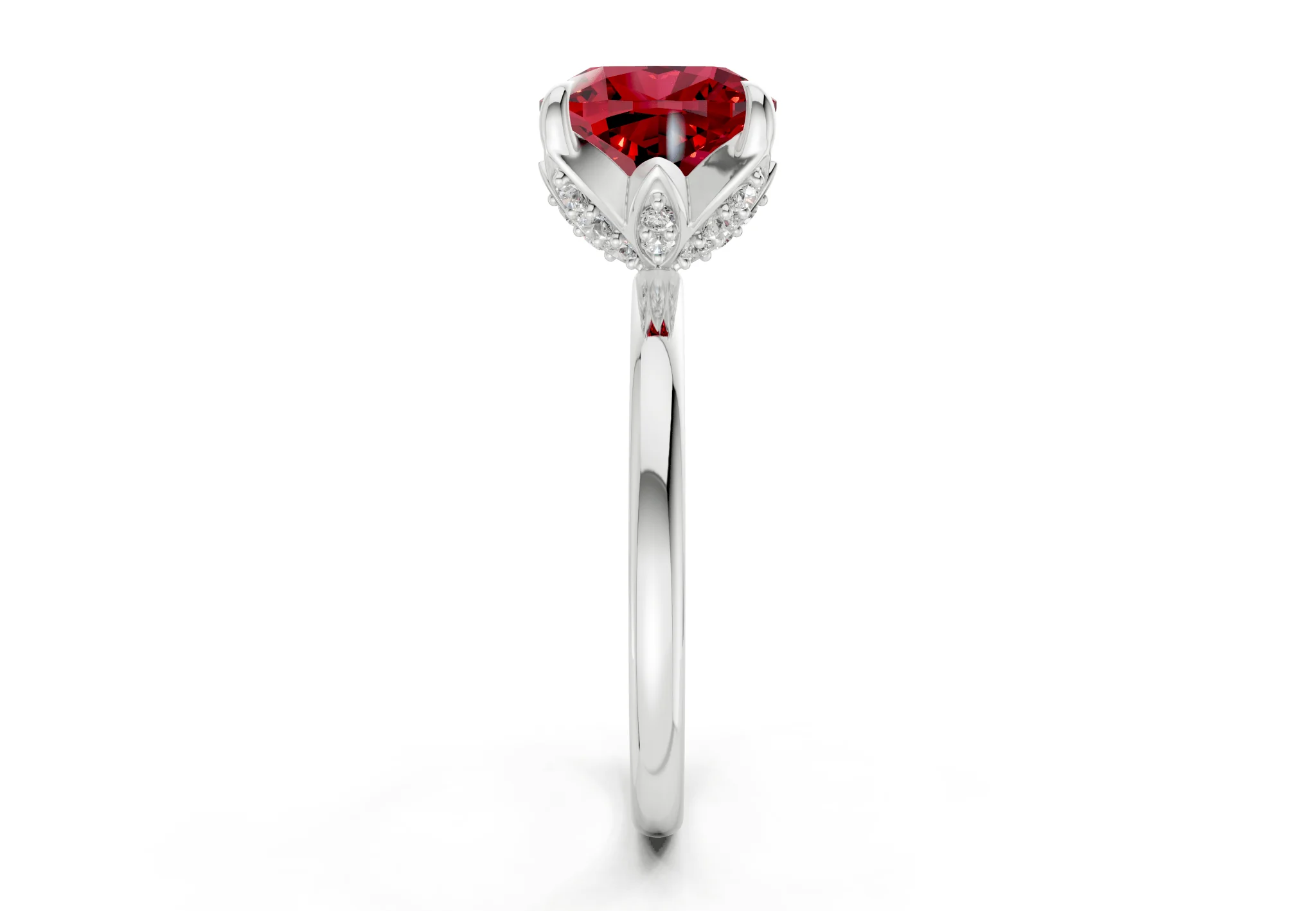 Skye Ruby Gemstone Solitaire Cushion Squareuare Cut 1.8mm Engagement Ring - Image 9