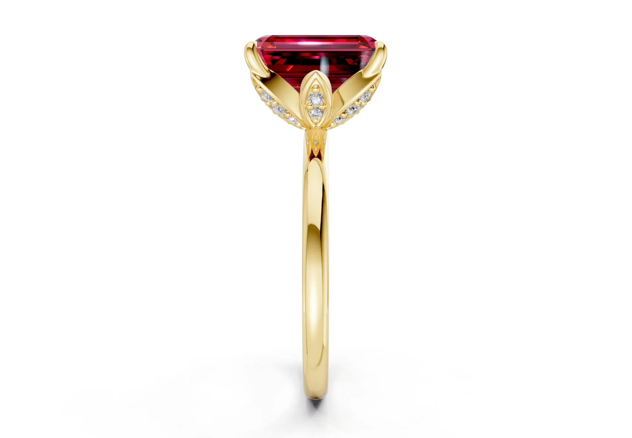 Skye Ruby Gemstone Solitaire Emerald Cut 1.8mm Engagement Ring - Image 3