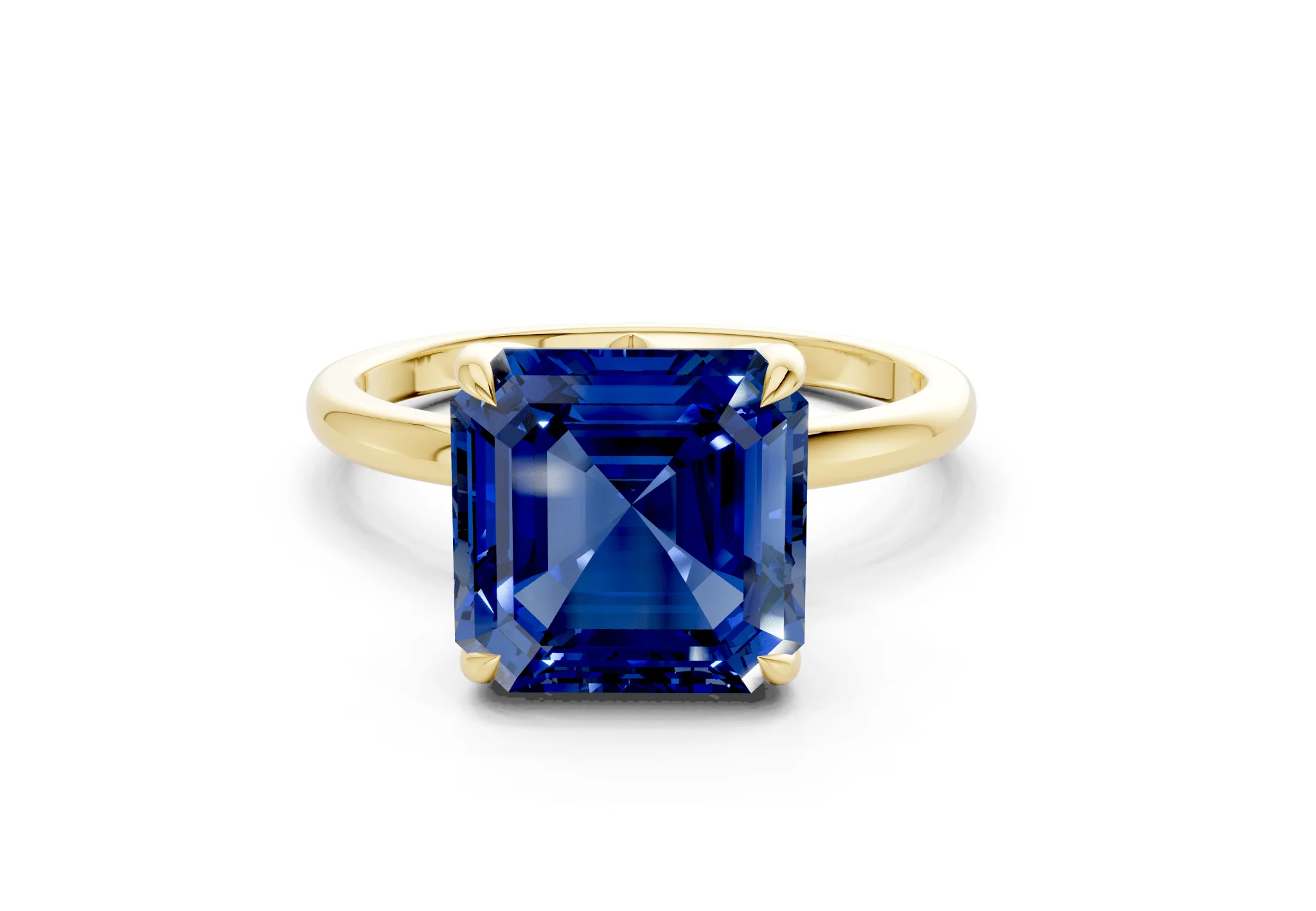 Skye Sapphire Gemstone Solitaire Asscher Cut 1.8mm Engagement Ring