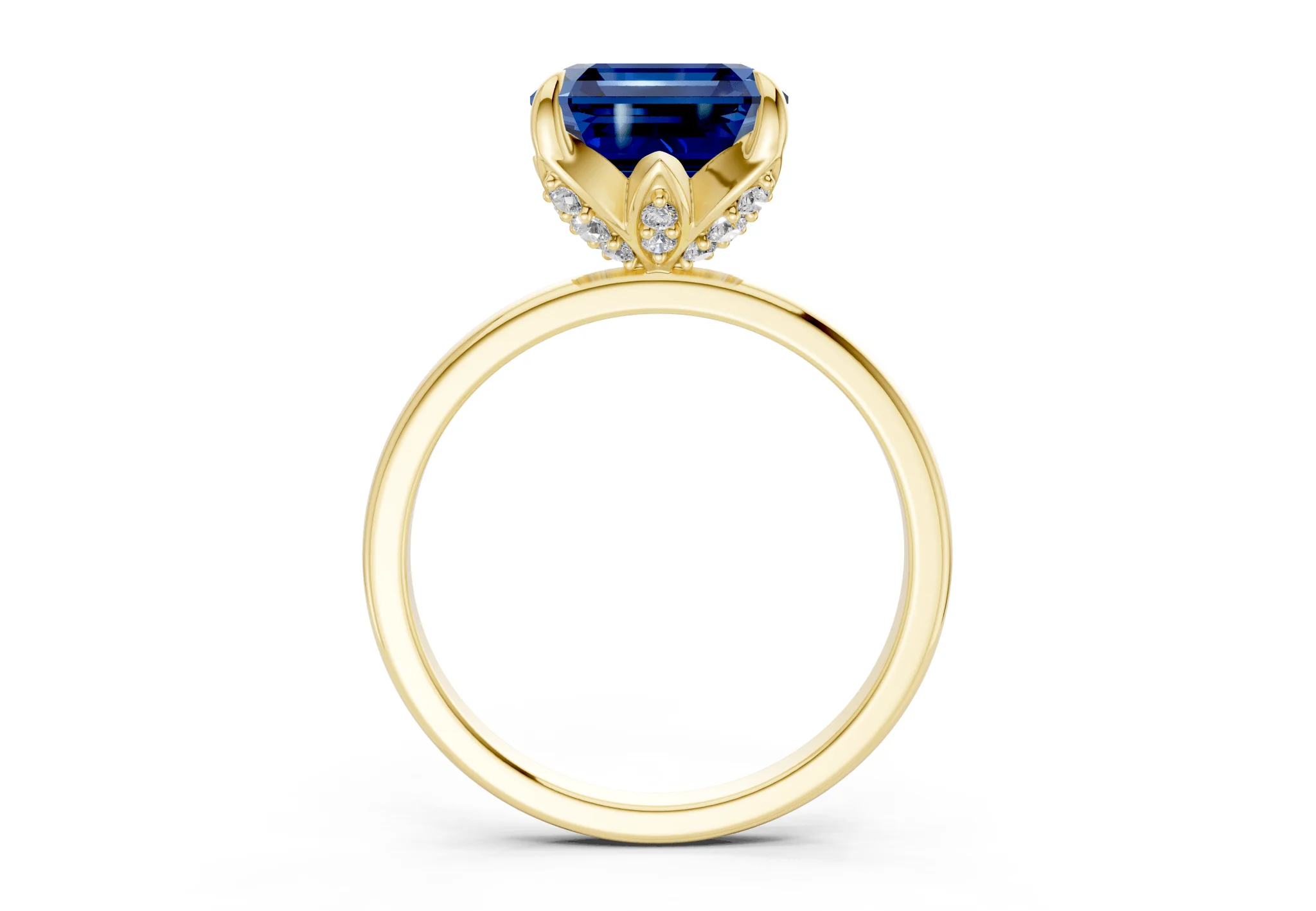 Skye Sapphire Gemstone Solitaire Asscher Cut 1.8mm Engagement Ring - Image 2