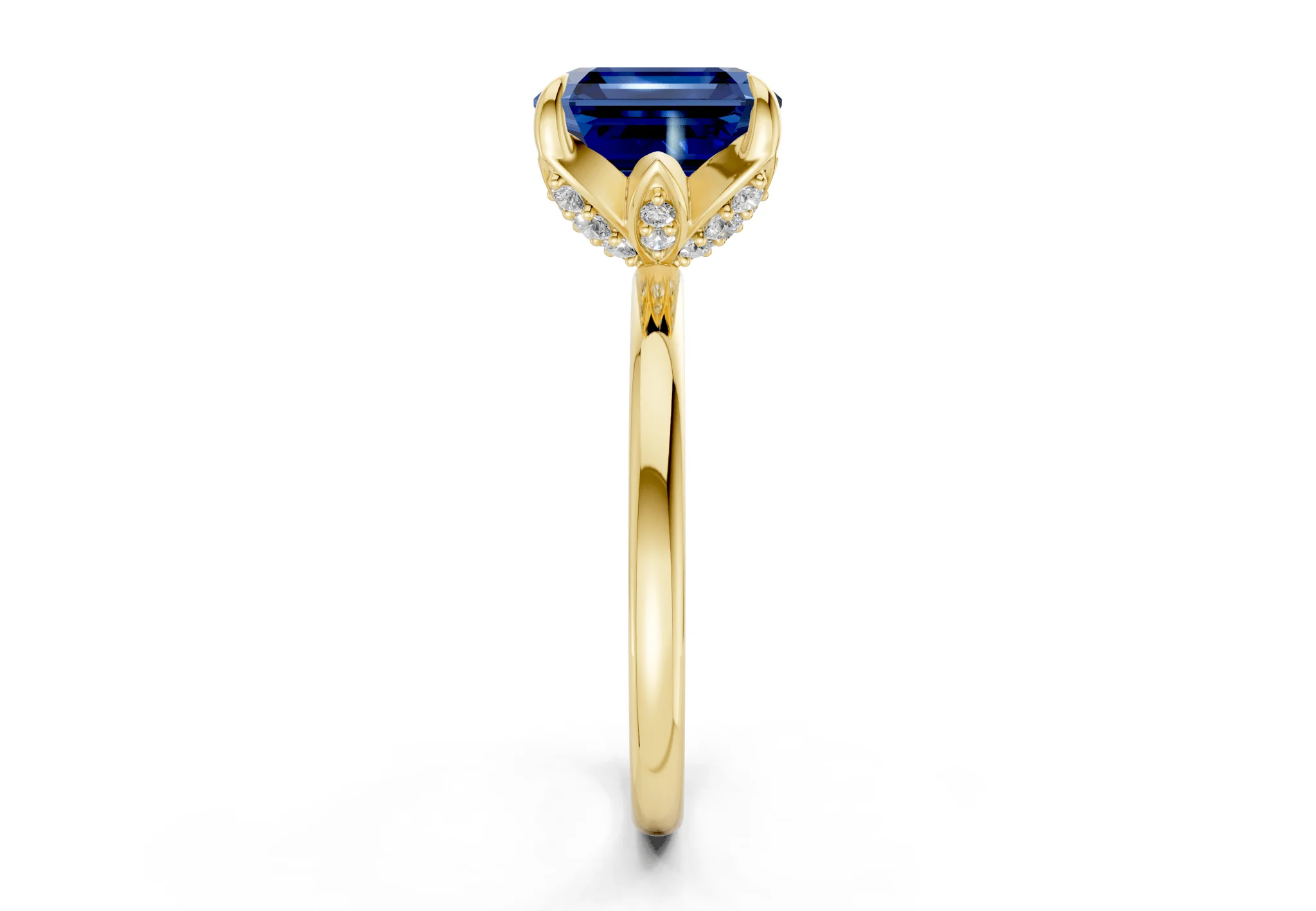 Skye Sapphire Gemstone Solitaire Asscher Cut 1.8mm Engagement Ring - Image 3