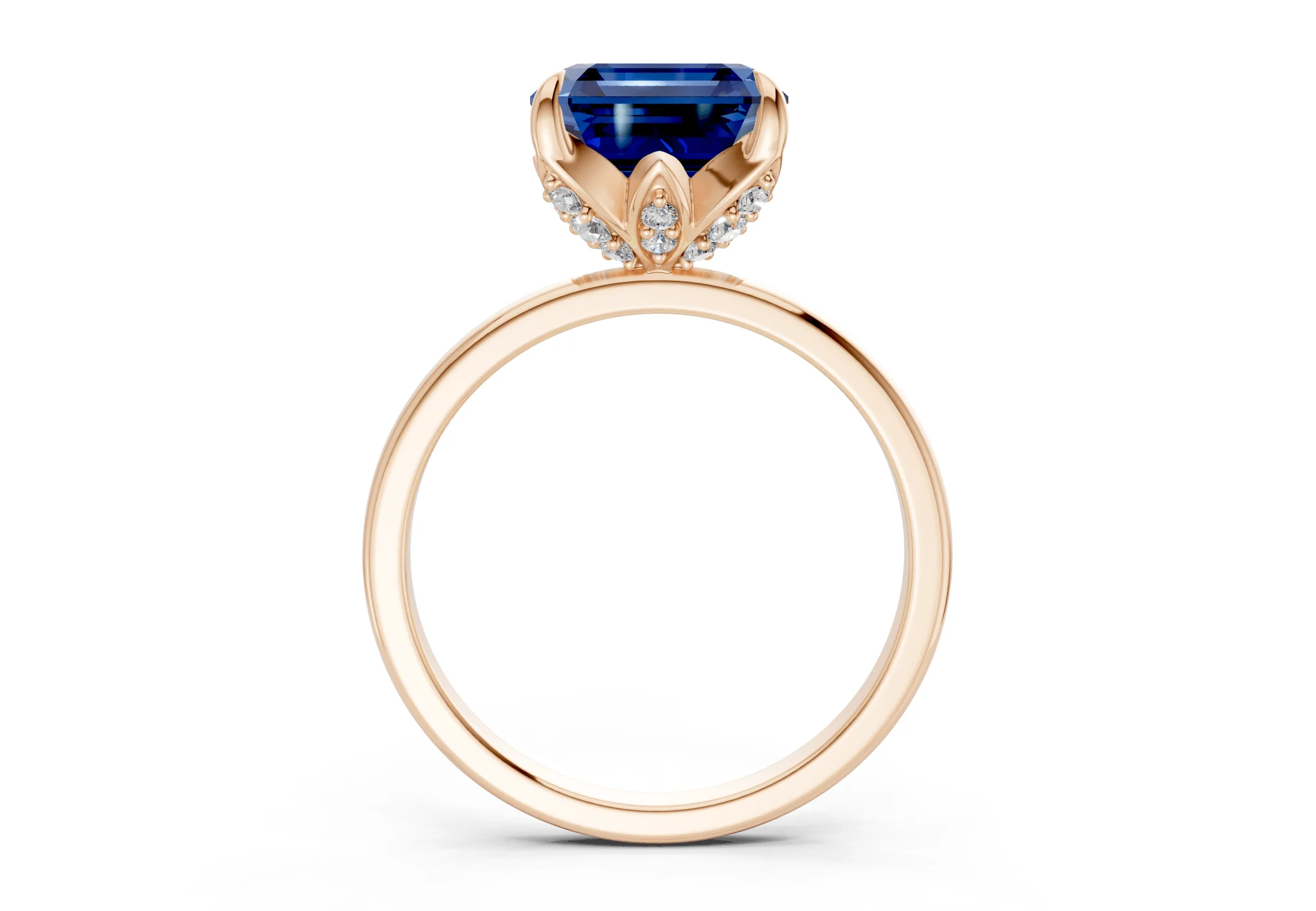 Skye Sapphire Gemstone Solitaire Asscher Cut 1.8mm Engagement Ring - Image 5