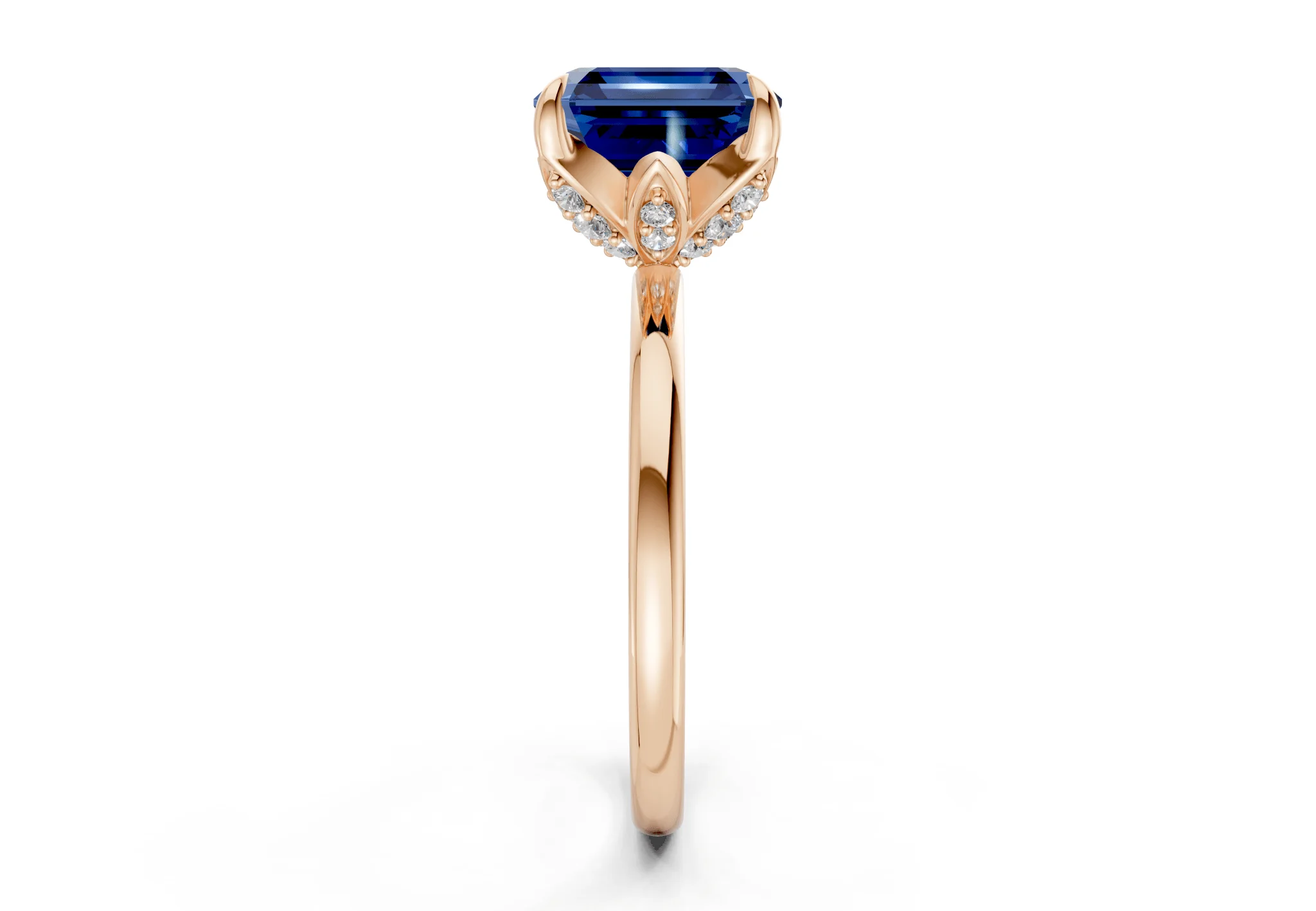 Skye Sapphire Gemstone Solitaire Asscher Cut 1.8mm Engagement Ring - Image 6