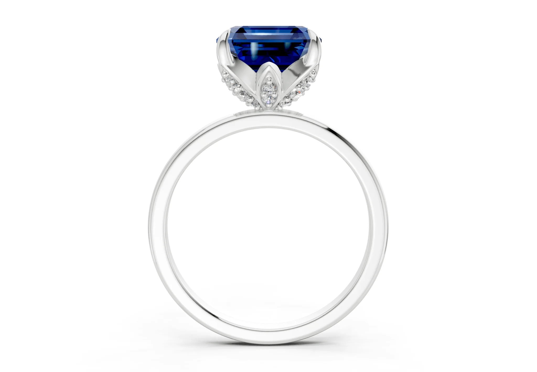 Skye Sapphire Gemstone Solitaire Asscher Cut 1.8mm Engagement Ring - Image 8