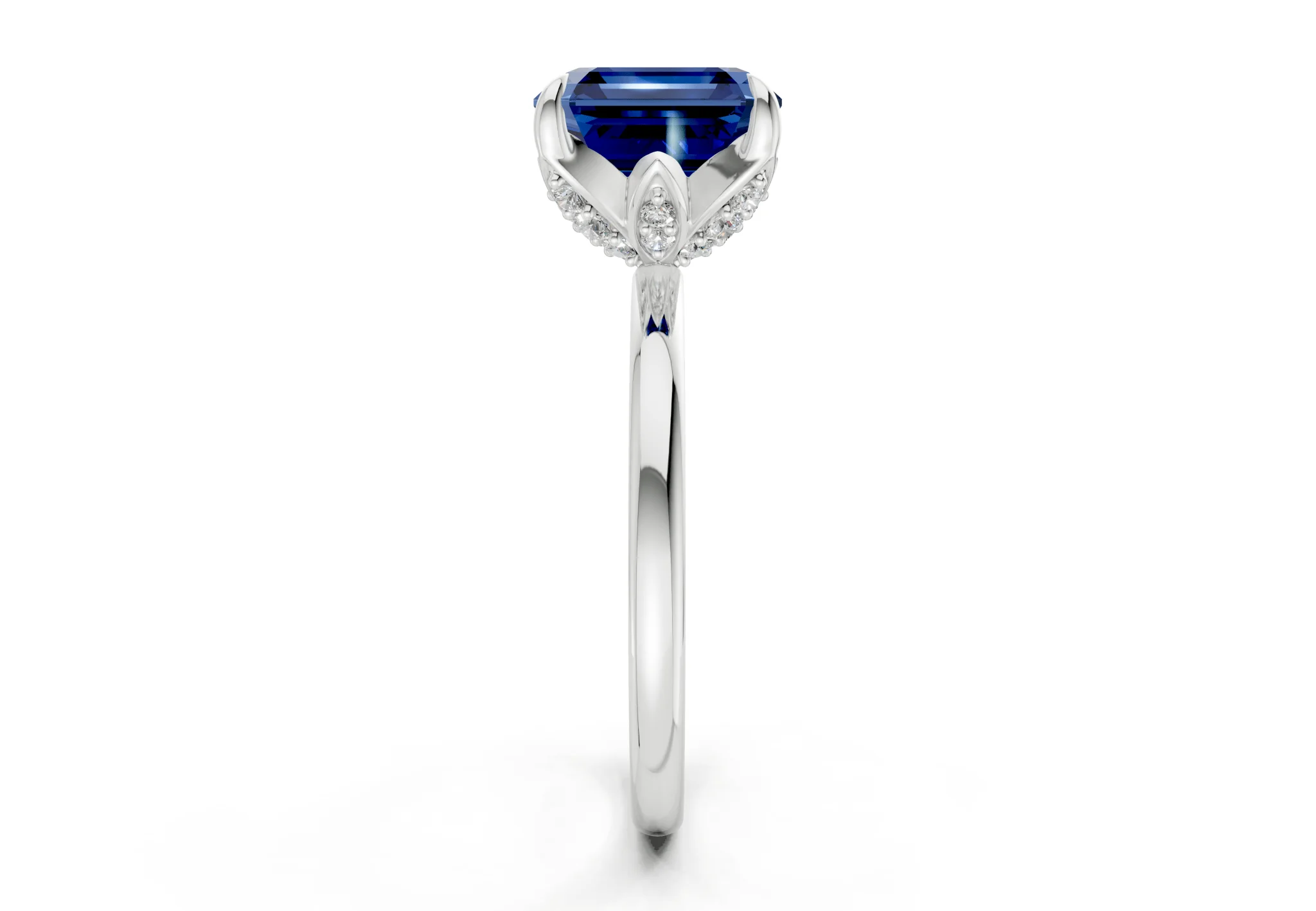 Skye Sapphire Gemstone Solitaire Asscher Cut 1.8mm Engagement Ring - Image 9