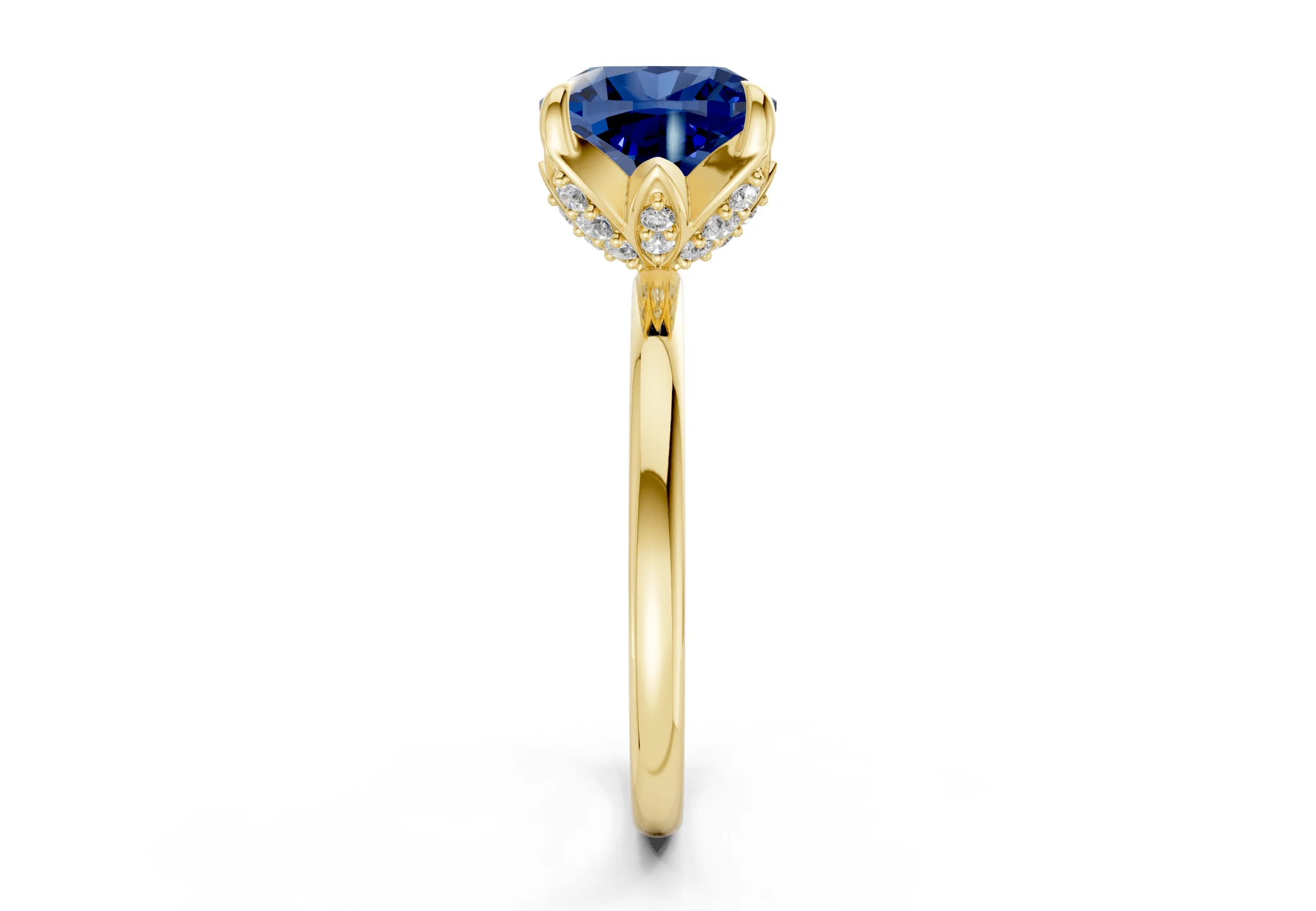 Skye Sapphire Gemstone Solitaire Cushion Squareuare Cut 1.8mm Engagement Ring - Image 3