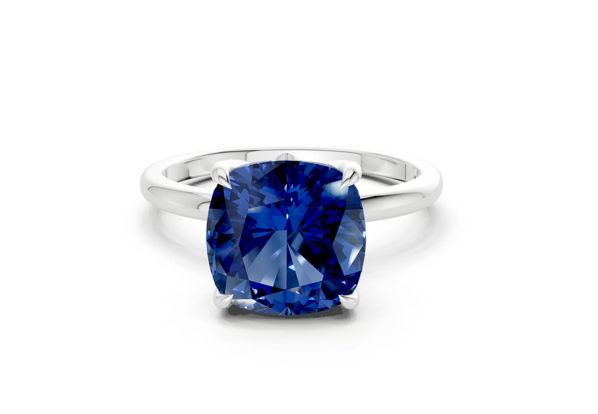 Skye Sapphire Gemstone Solitaire Cushion Squareuare Cut 1.8mm Engagement Ring - Image 7