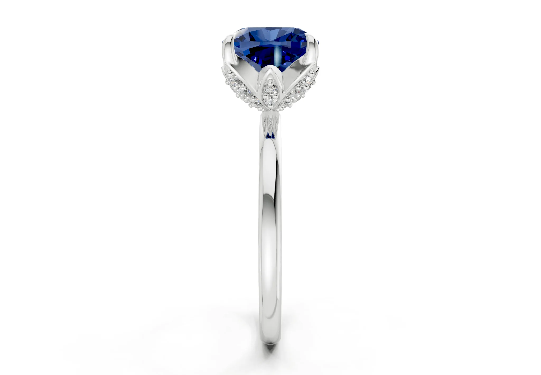 Skye Sapphire Gemstone Solitaire Cushion Squareuare Cut 1.8mm Engagement Ring - Image 9