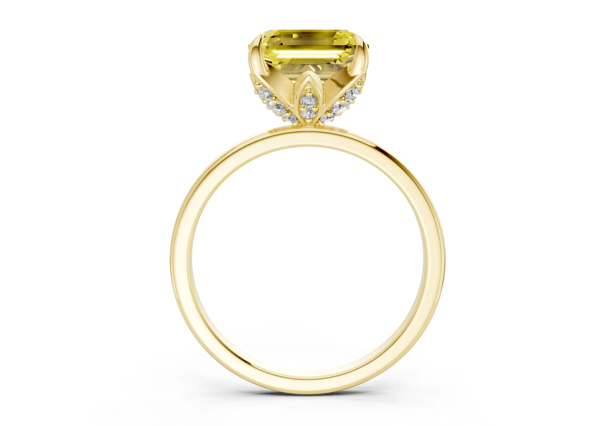 Skye Yellow Diamond Solitaire Asscher Cut 1.8mm Engagement Ring - Image 2