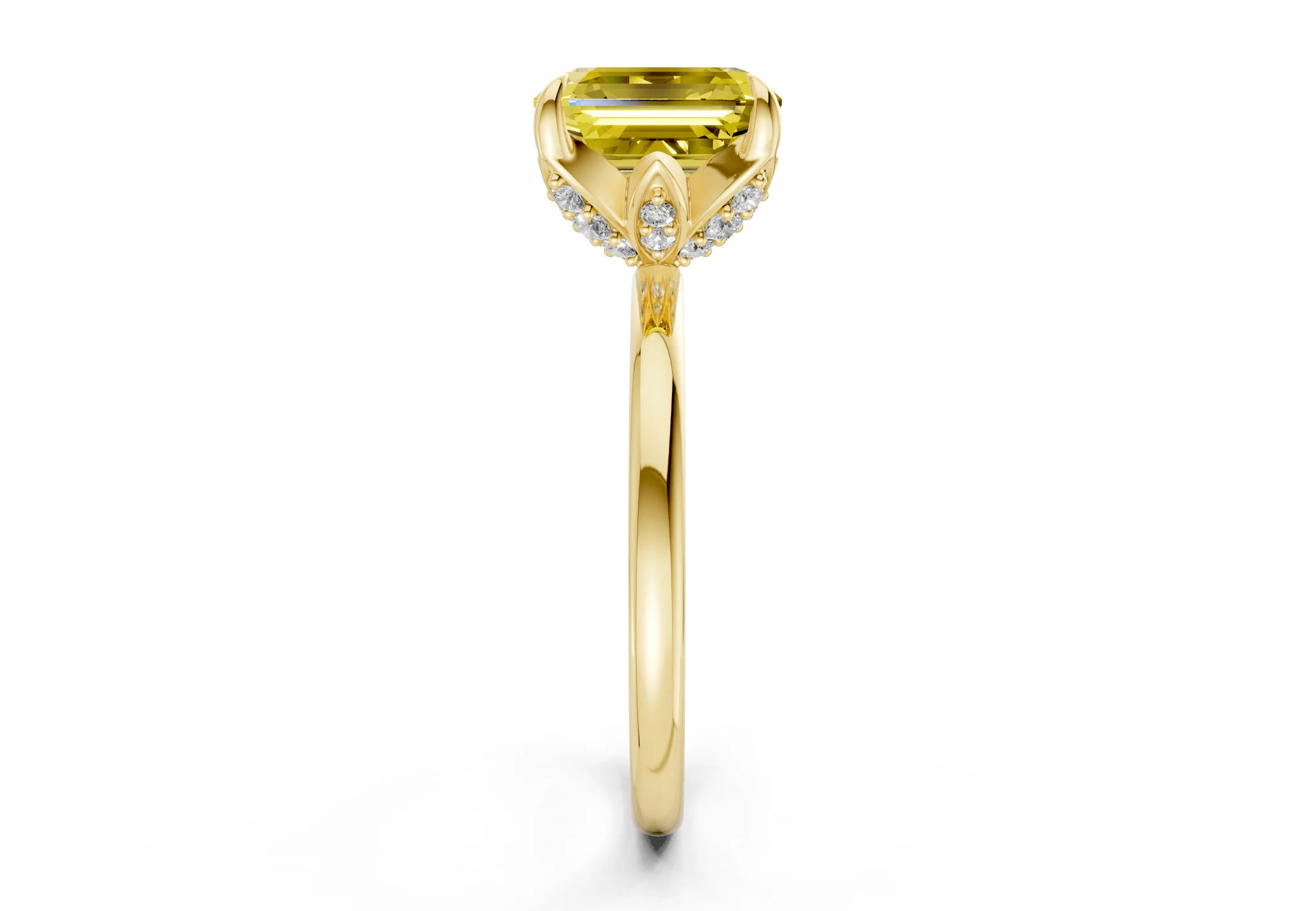Skye Yellow Diamond Solitaire Asscher Cut 1.8mm Engagement Ring - Image 3