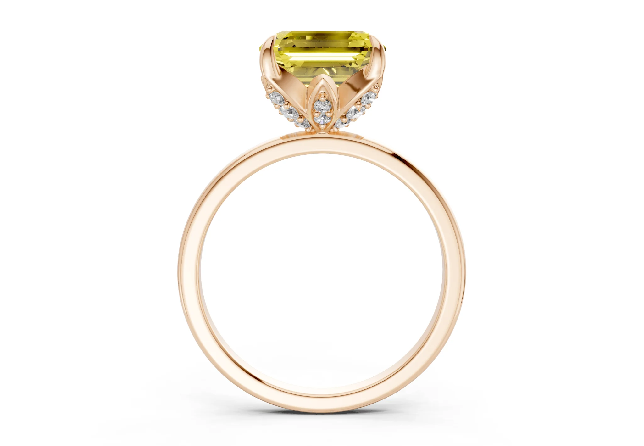 Skye Yellow Diamond Solitaire Asscher Cut 1.8mm Engagement Ring - Image 5