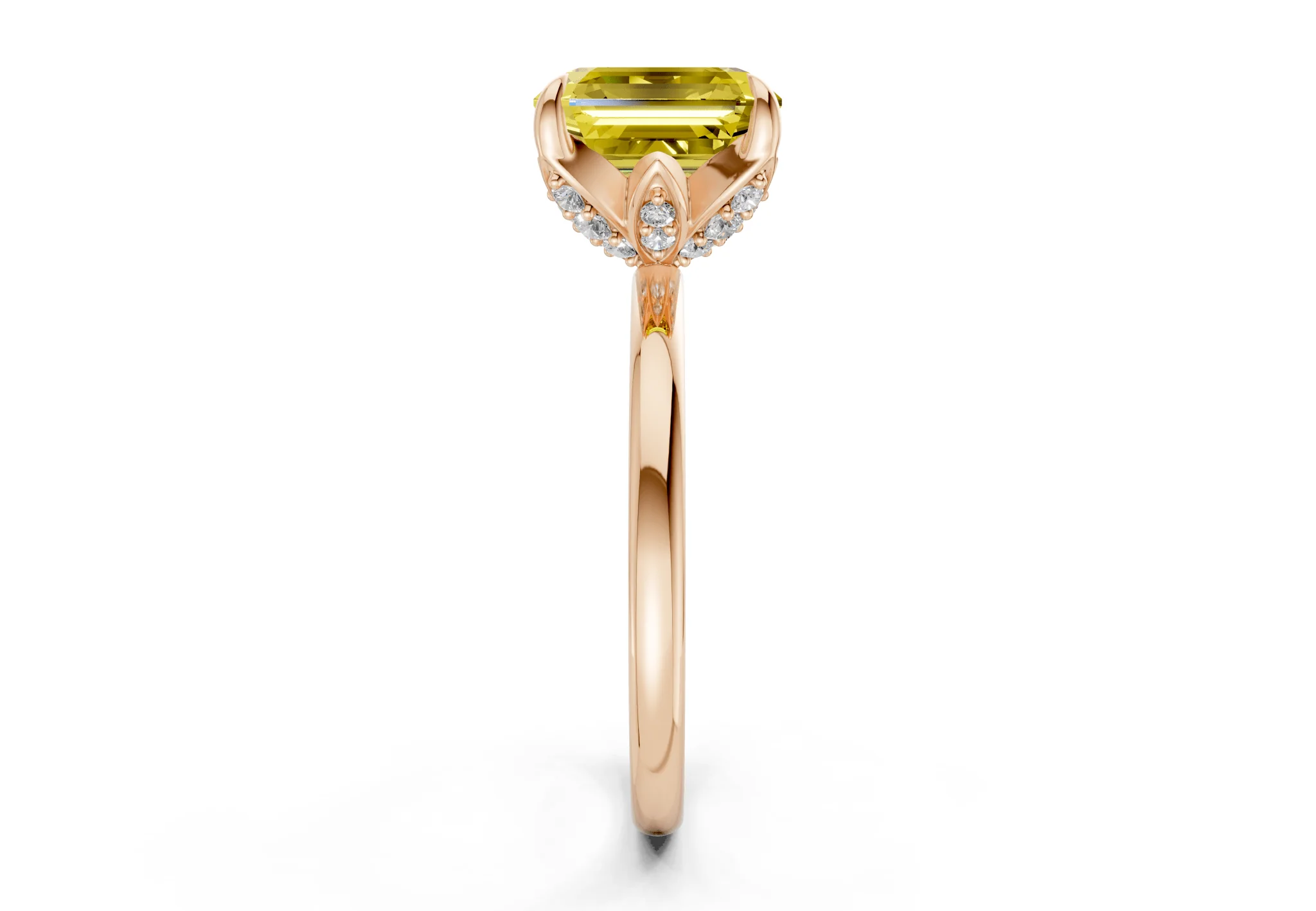 Skye Yellow Diamond Solitaire Asscher Cut 1.8mm Engagement Ring - Image 6