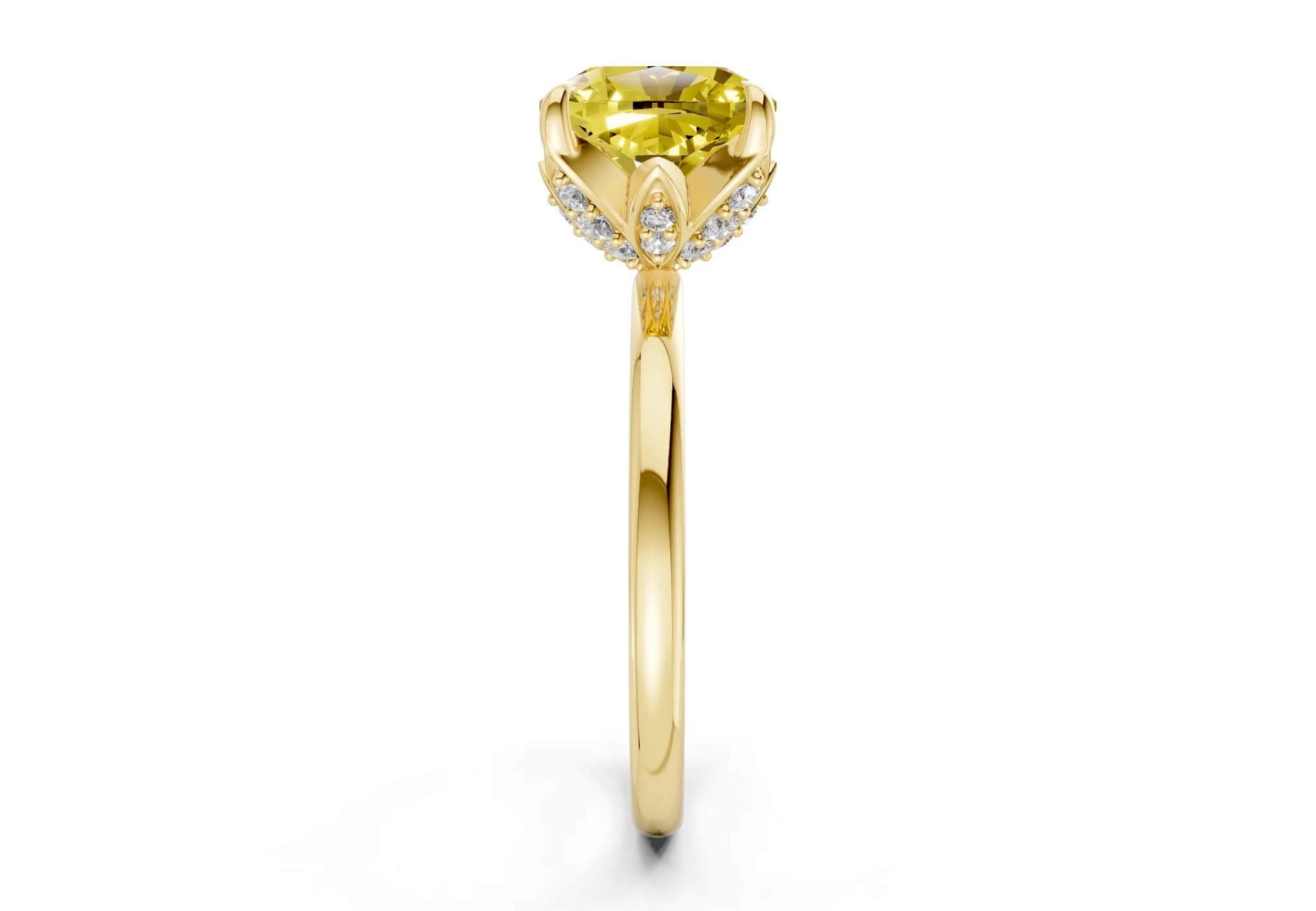 Skye Yellow Diamond Solitaire Cushion Squareuare Cut 1.8mm Engagement Ring - Image 3