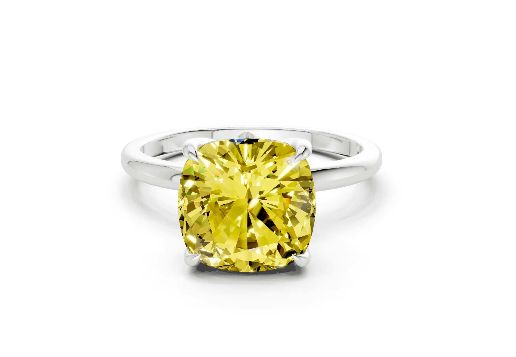 Skye Yellow Diamond Solitaire Cushion Squareuare Cut 1.8mm Engagement Ring - Image 7