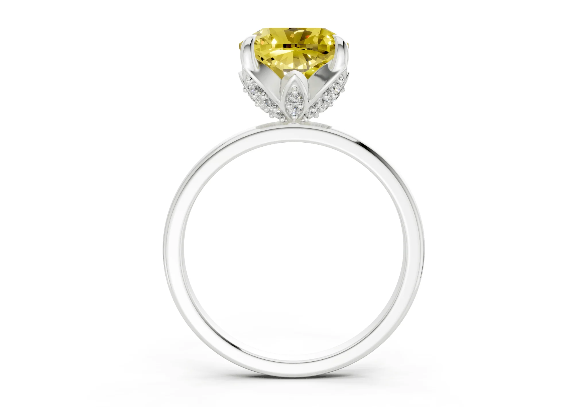 Skye Yellow Diamond Solitaire Cushion Squareuare Cut 1.8mm Engagement Ring - Image 8