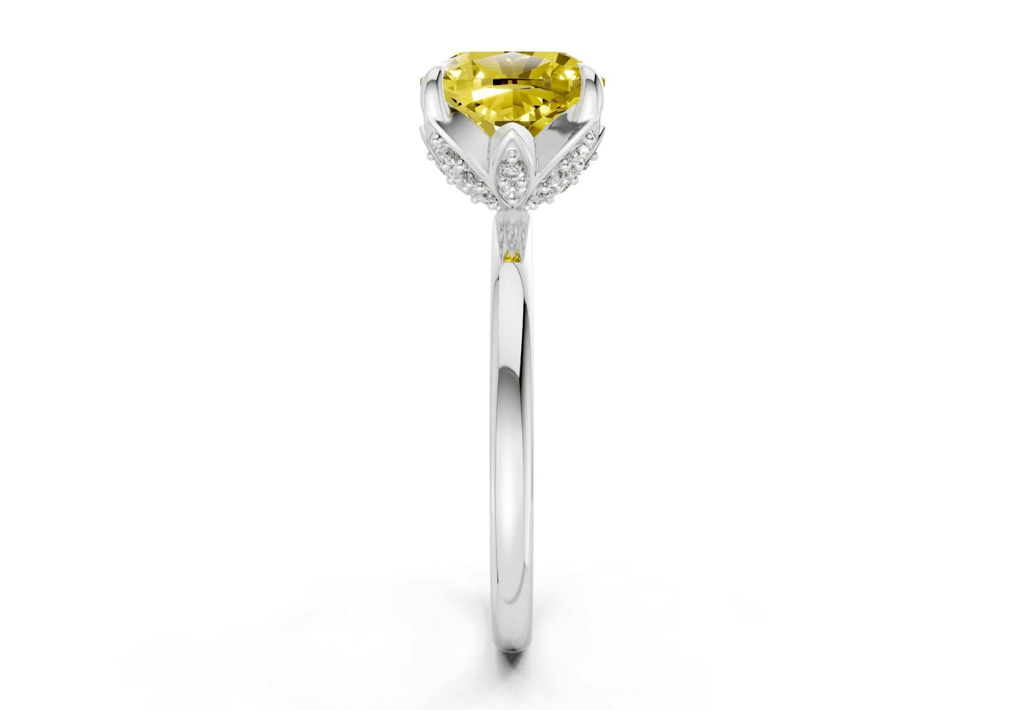 Skye Yellow Diamond Solitaire Cushion Squareuare Cut 1.8mm Engagement Ring - Image 9
