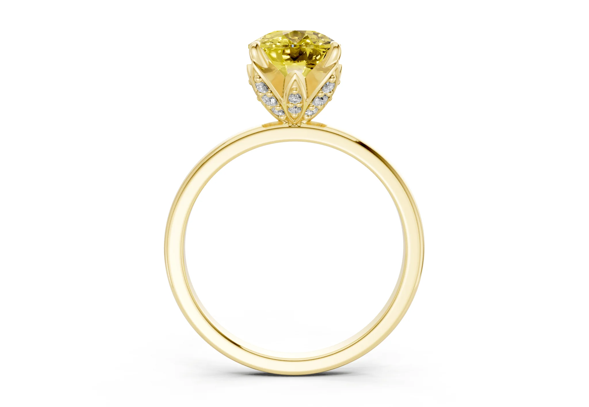 Skye Yellow Diamond Solitaire Elongated Cushion Cut 1.8mm Engagement Ring - Image 2